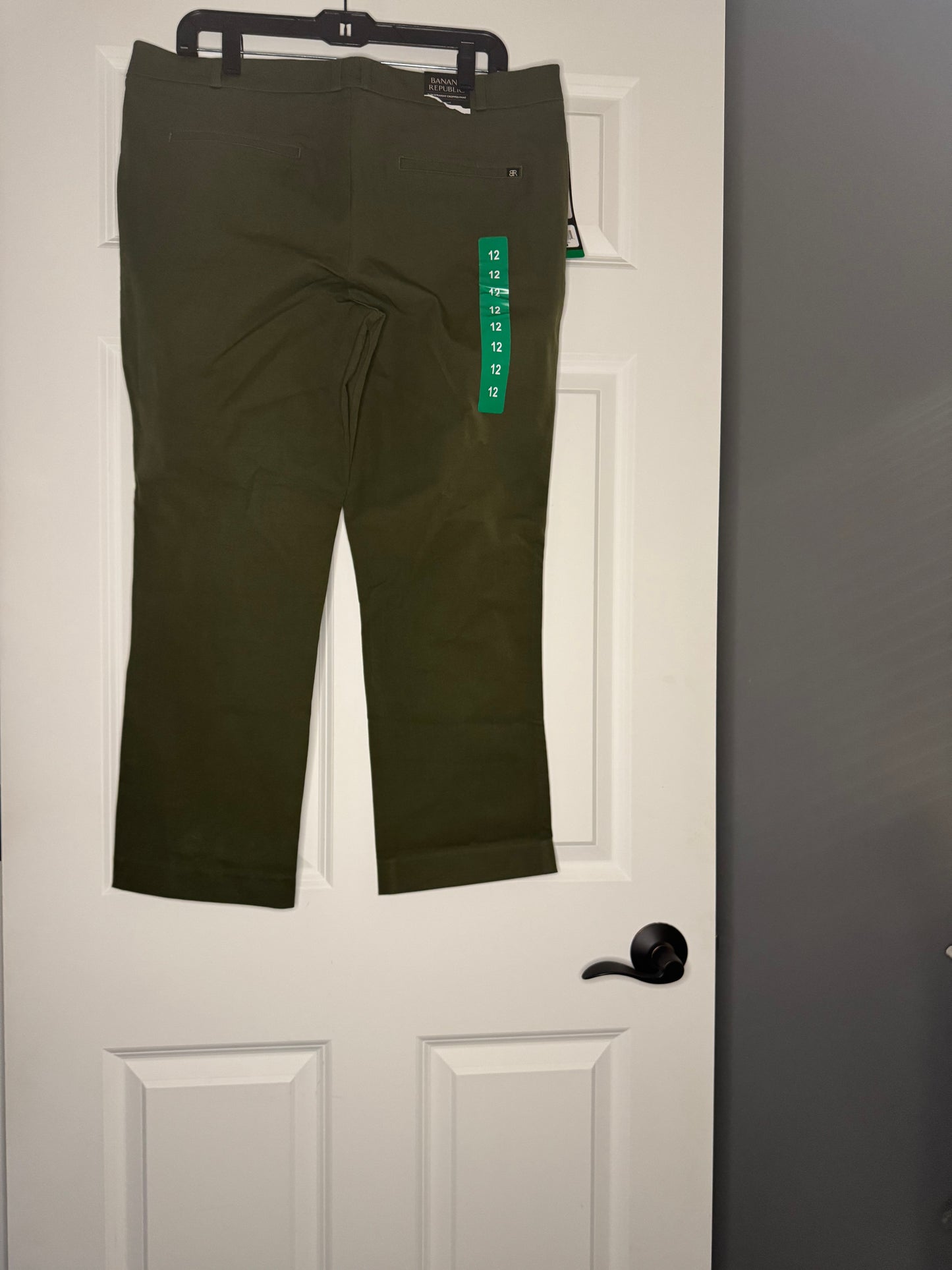 Banana republic slim straight cropped pants 12 green new with tags