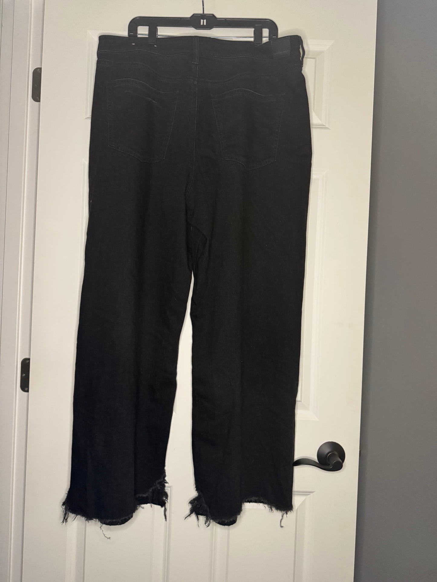 American Eagle strigid super high rise baggy wide leg ankle jeans black 18 nwt 59.95