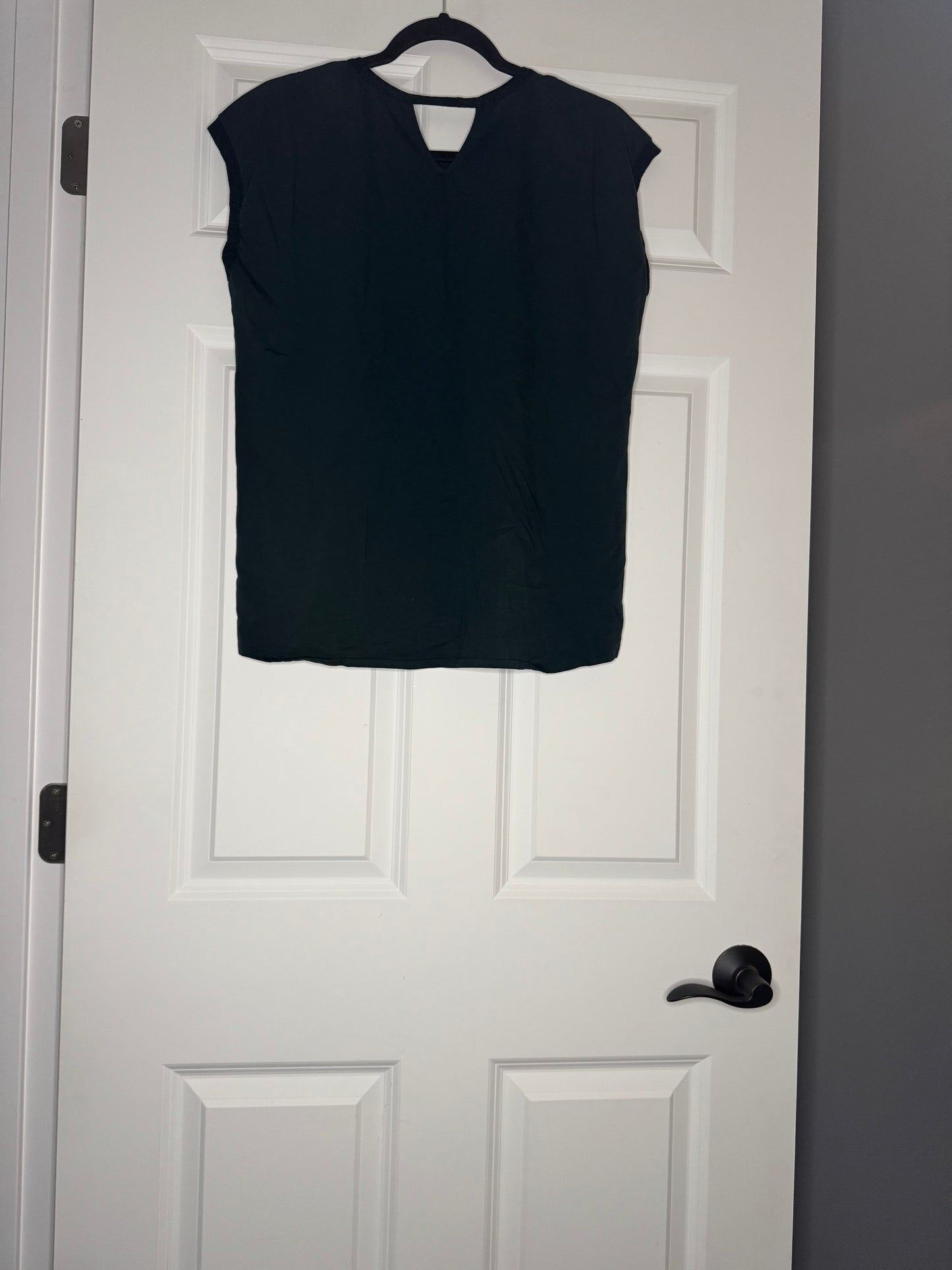 Massimo butti short sleeve blouse green w sparkle trim large