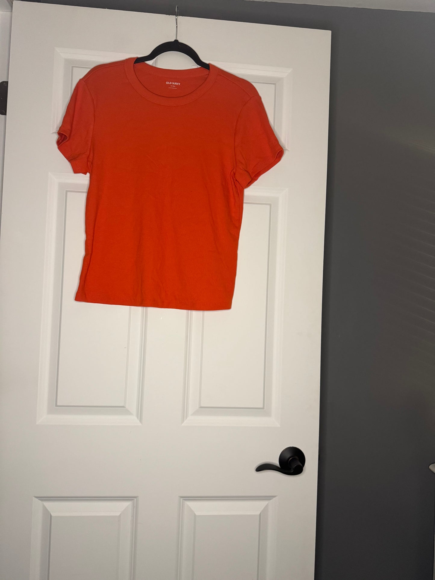 Old navy short sleeve ribbed top xl tall reddish orange nwt