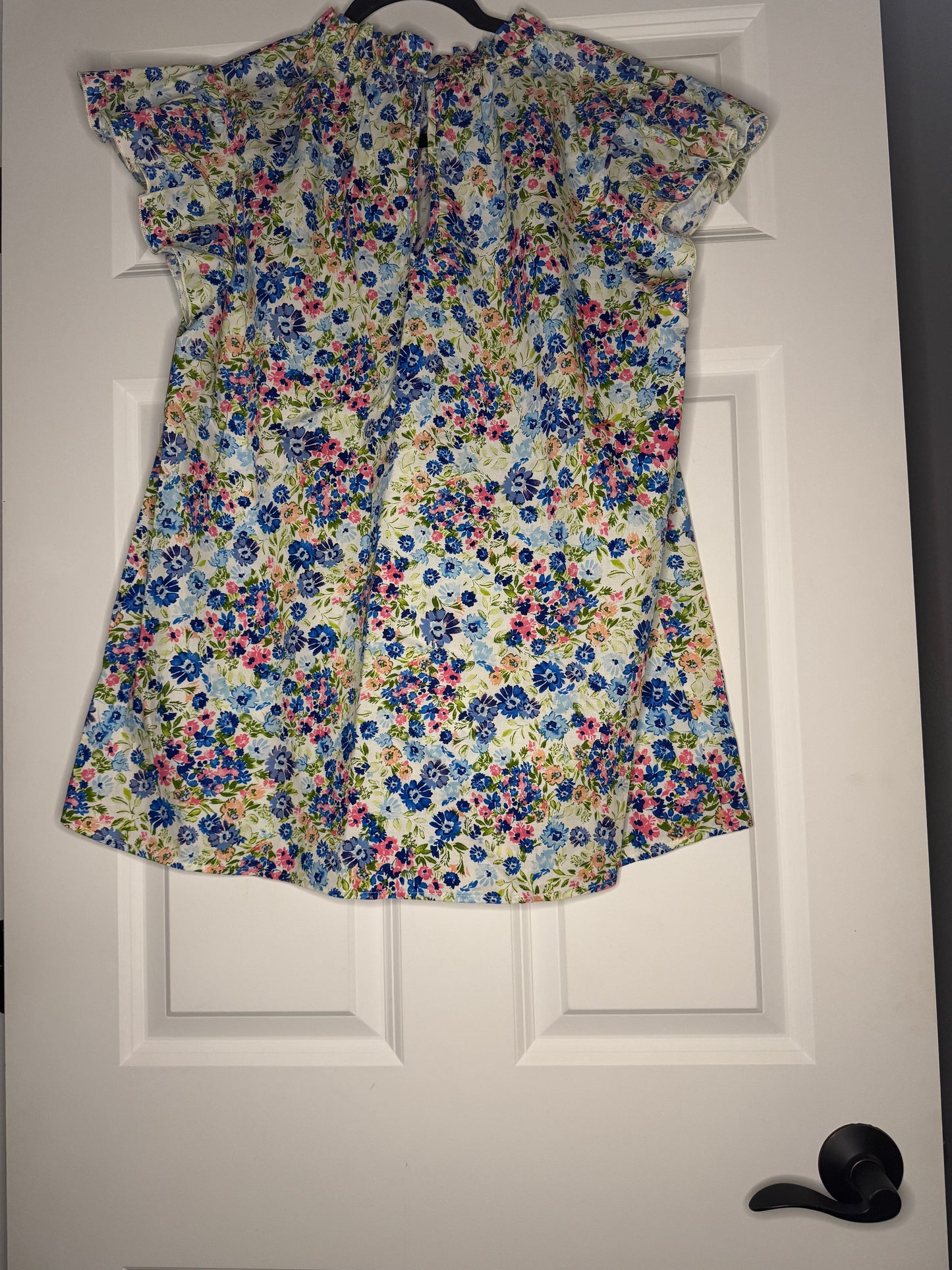 First love short sleeve blouse 1xl green blue pink floral print nwt 38