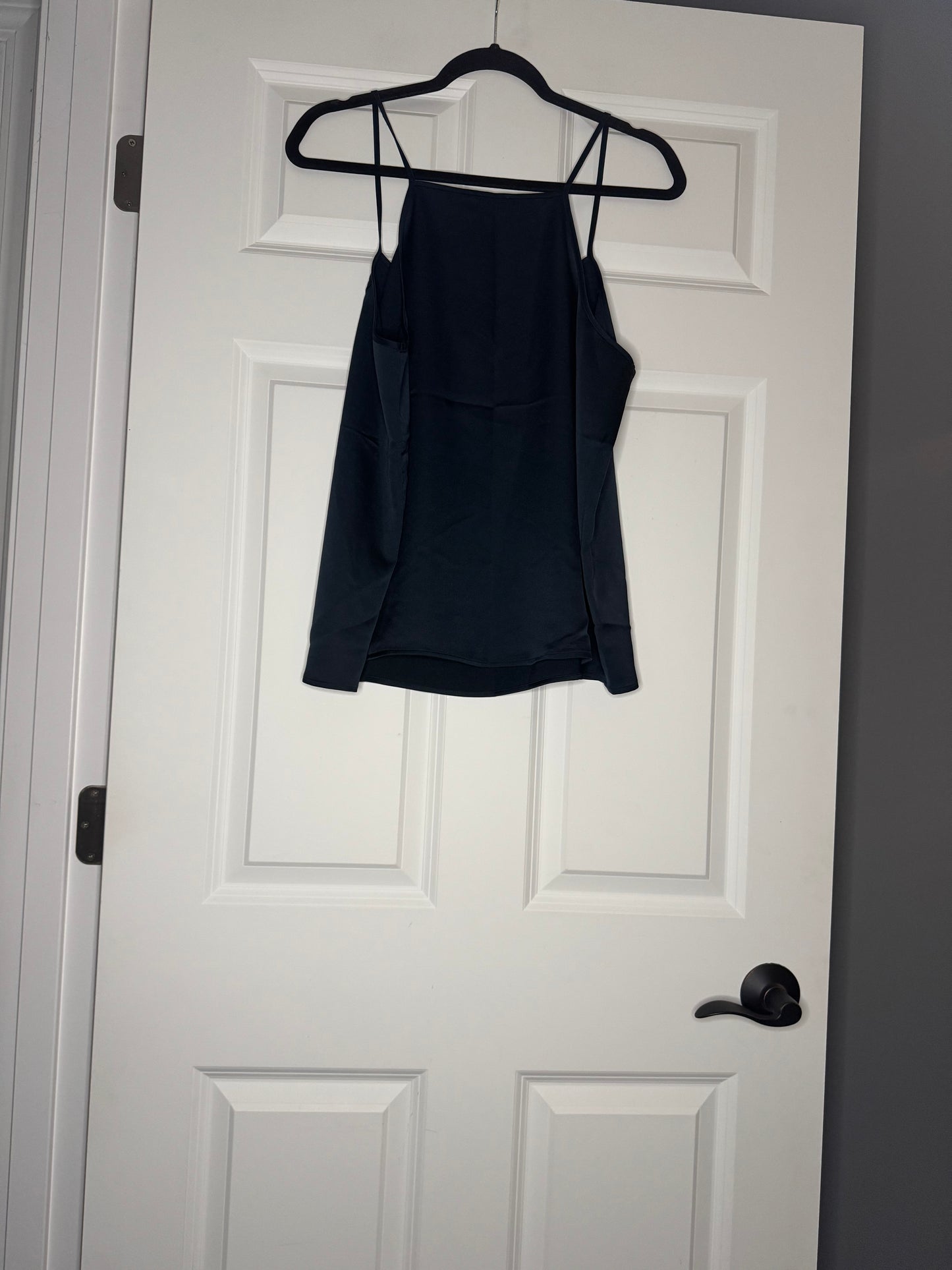 Loft large sleeveless blouse shiny blue large nwt