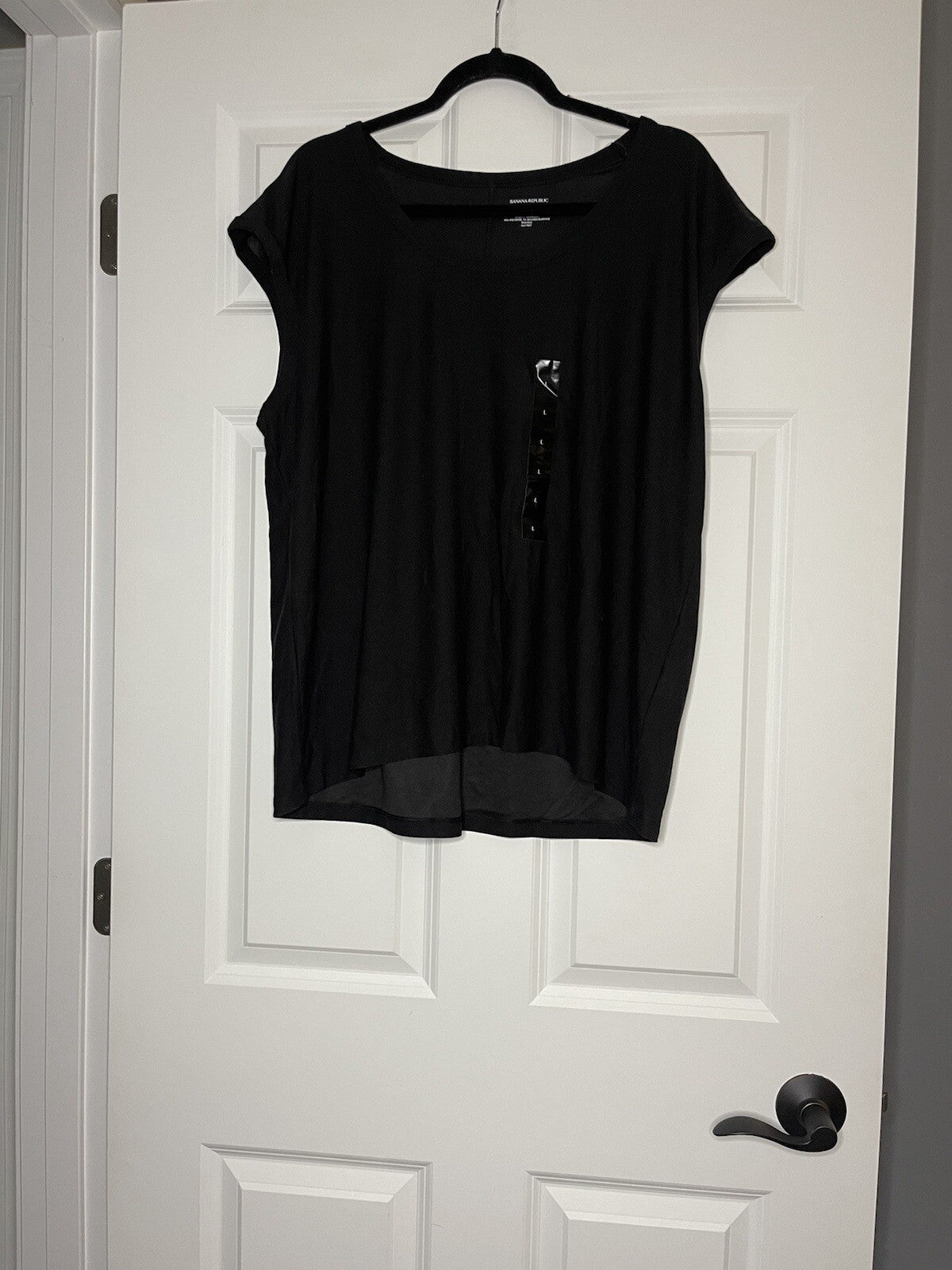 Banana Republic Short Sleeve blouse Large Black Nwt Msrp $44.99