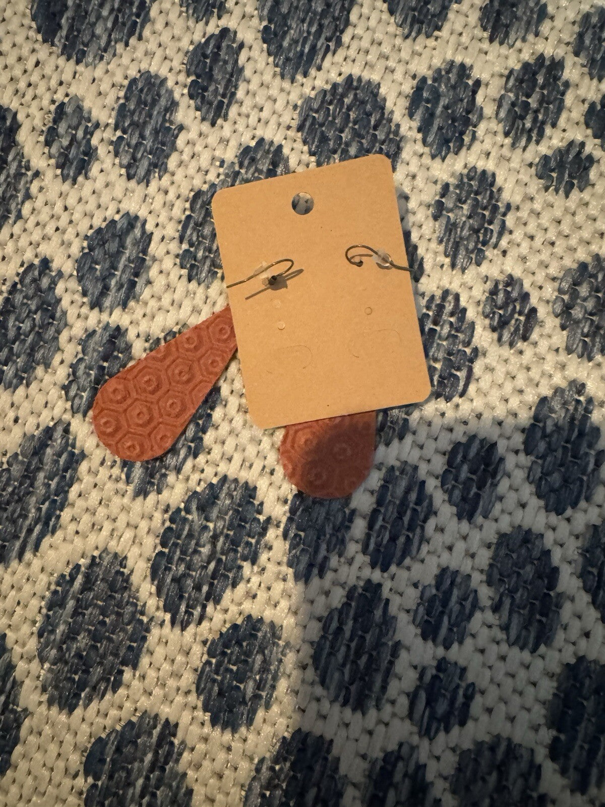 Rustic Wren Earrings Rust Print Leather New