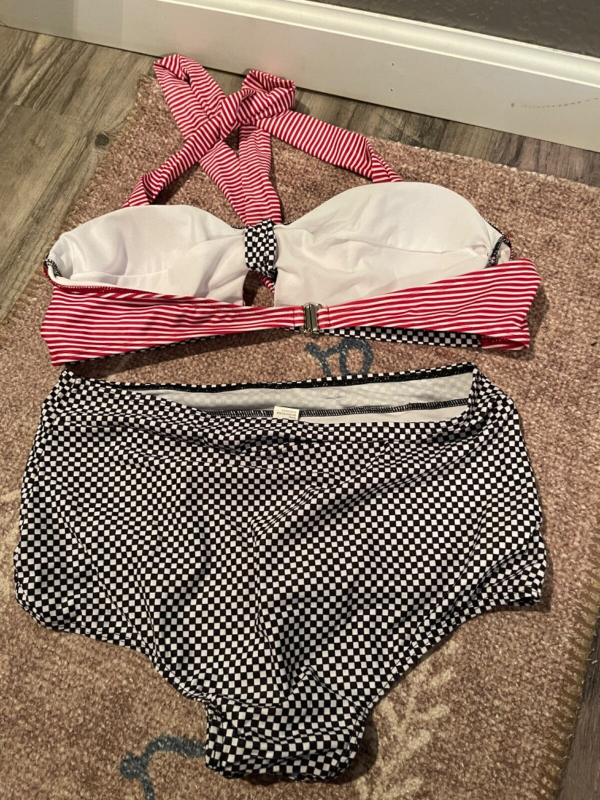 Unbranded 2 Piece Bikini Large Black Red White New