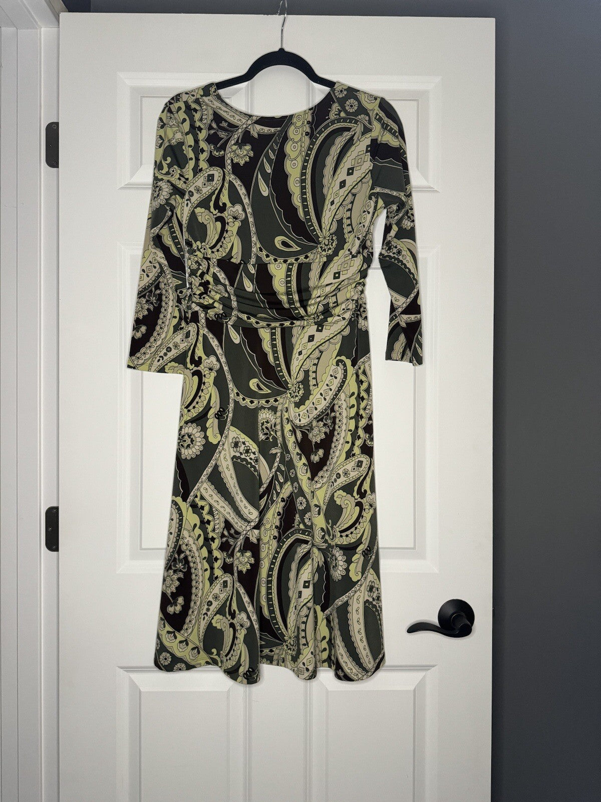 Ann Taylor Dress Size 6 Green Brown Beige Print