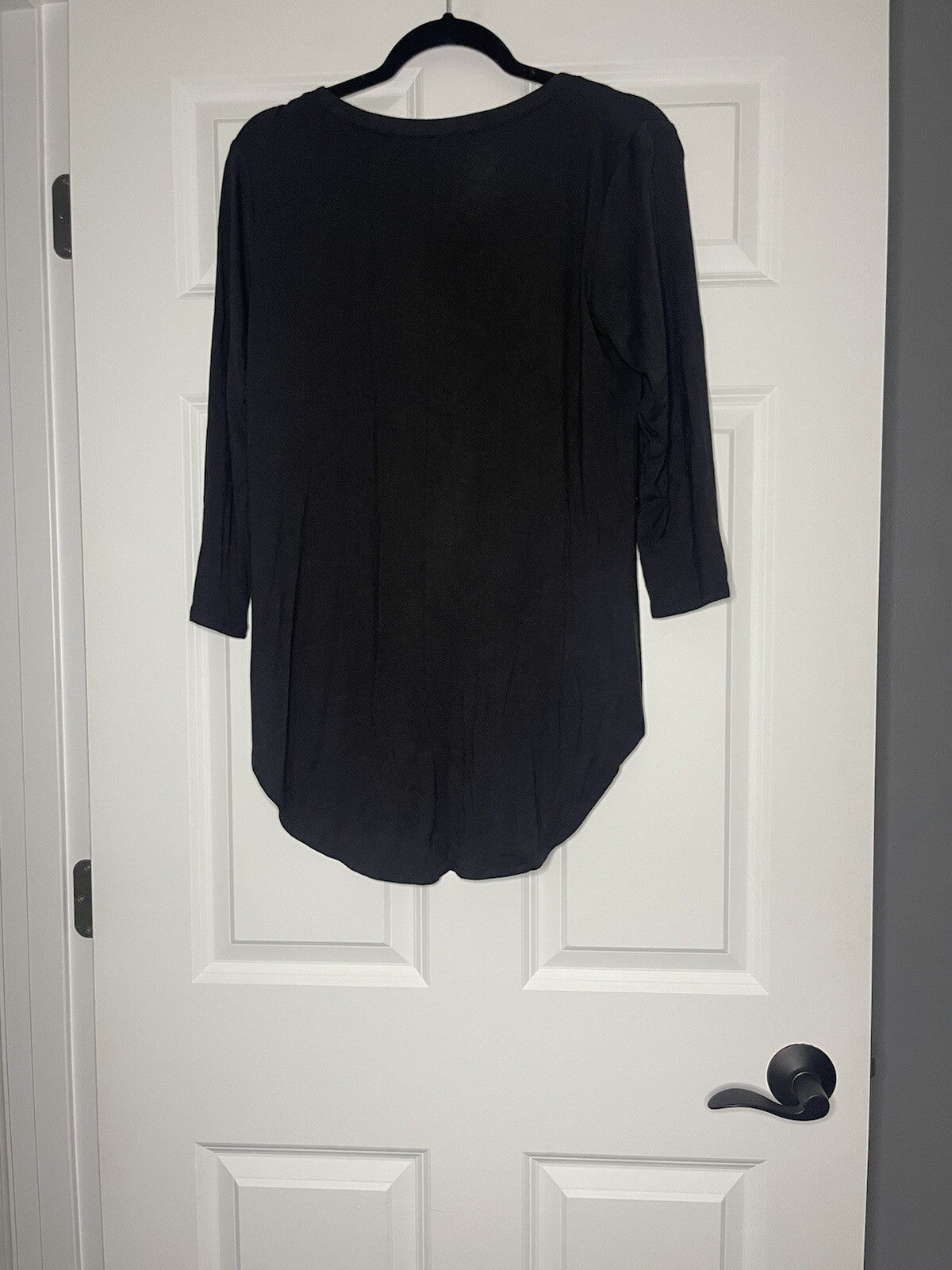 Maurice’s 24/7 3/4 Sleeve Blouse Lace Up Chest Small Dark Gray nwt