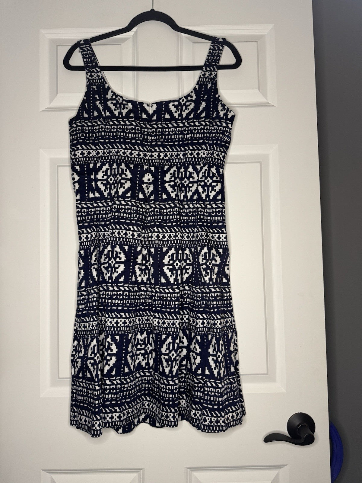 Nine West Sleeveless Dress Navy White Print Size 10