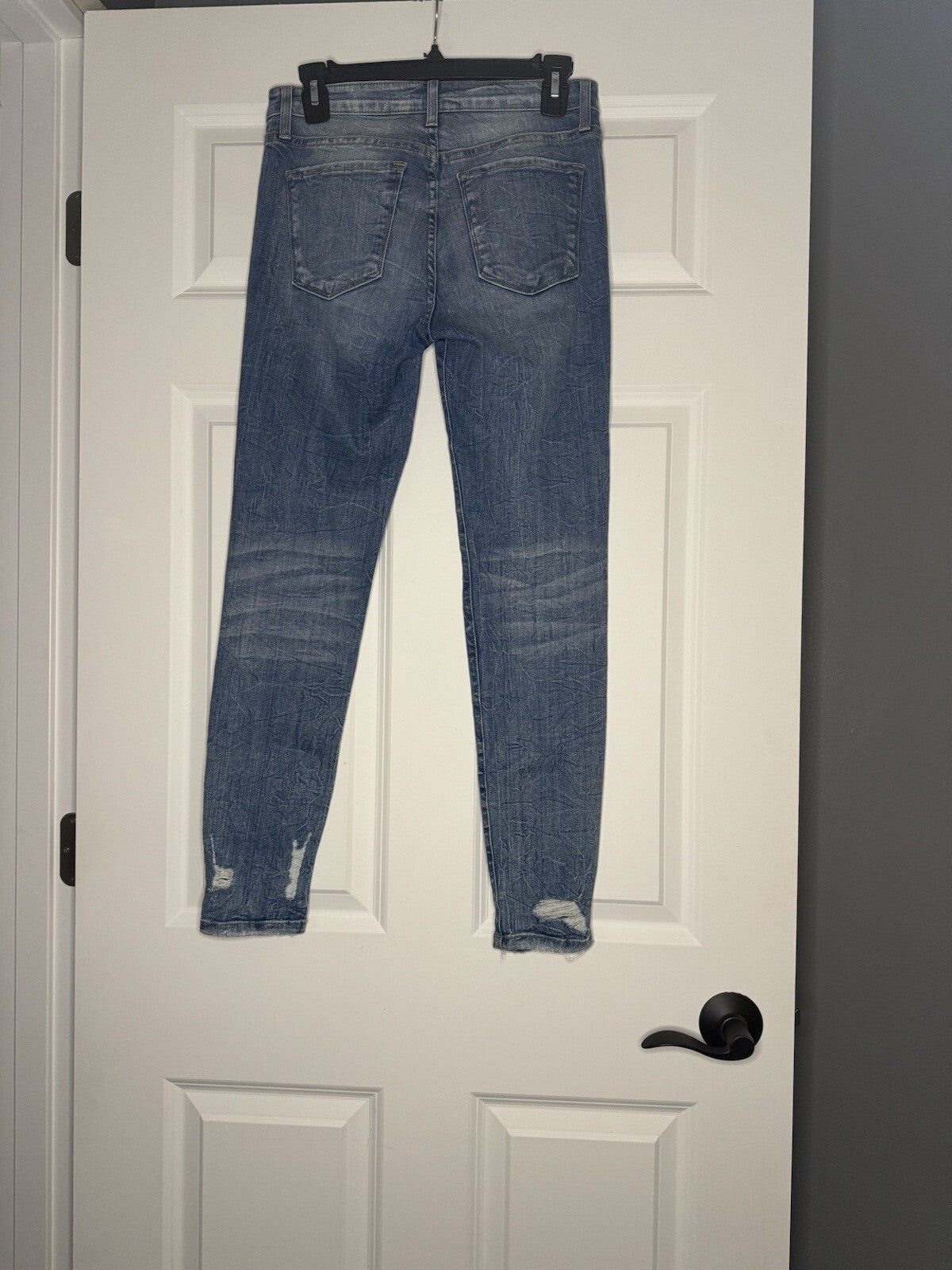 Flying Monkey Mid Rise Ankle Skinny Jeans Size 27 Blue Distressed