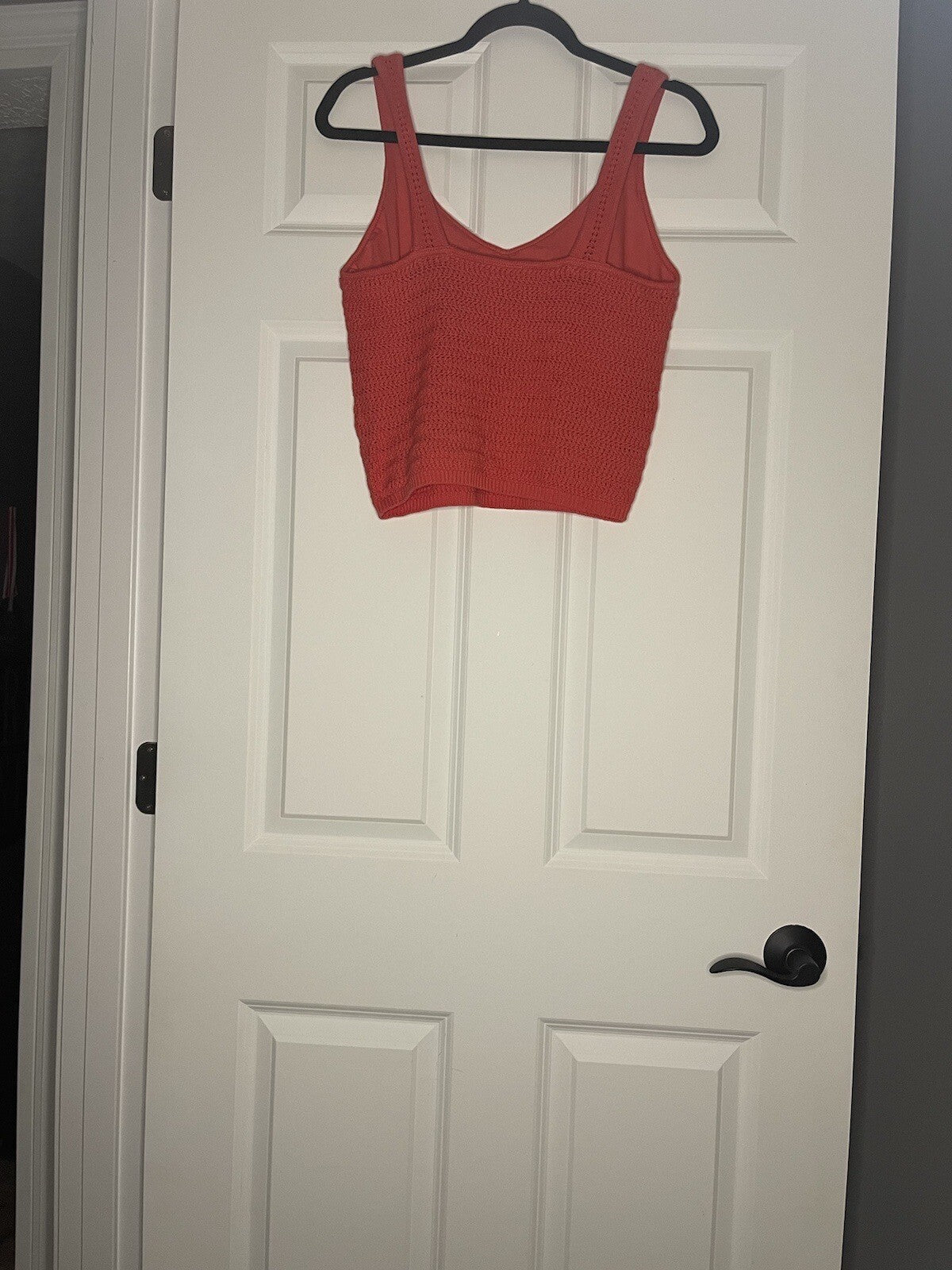 Abercrombie And Fitch Sleeveless Crochet Crop Top Large Coral