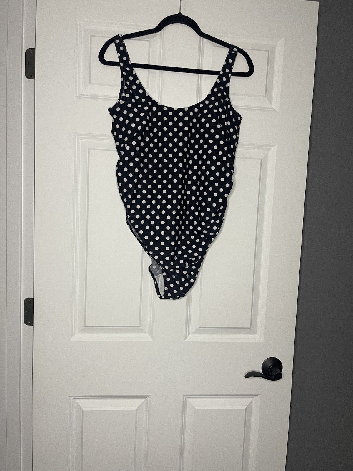 Emma Jane Maternity swimsuit black white polka dot 12/14