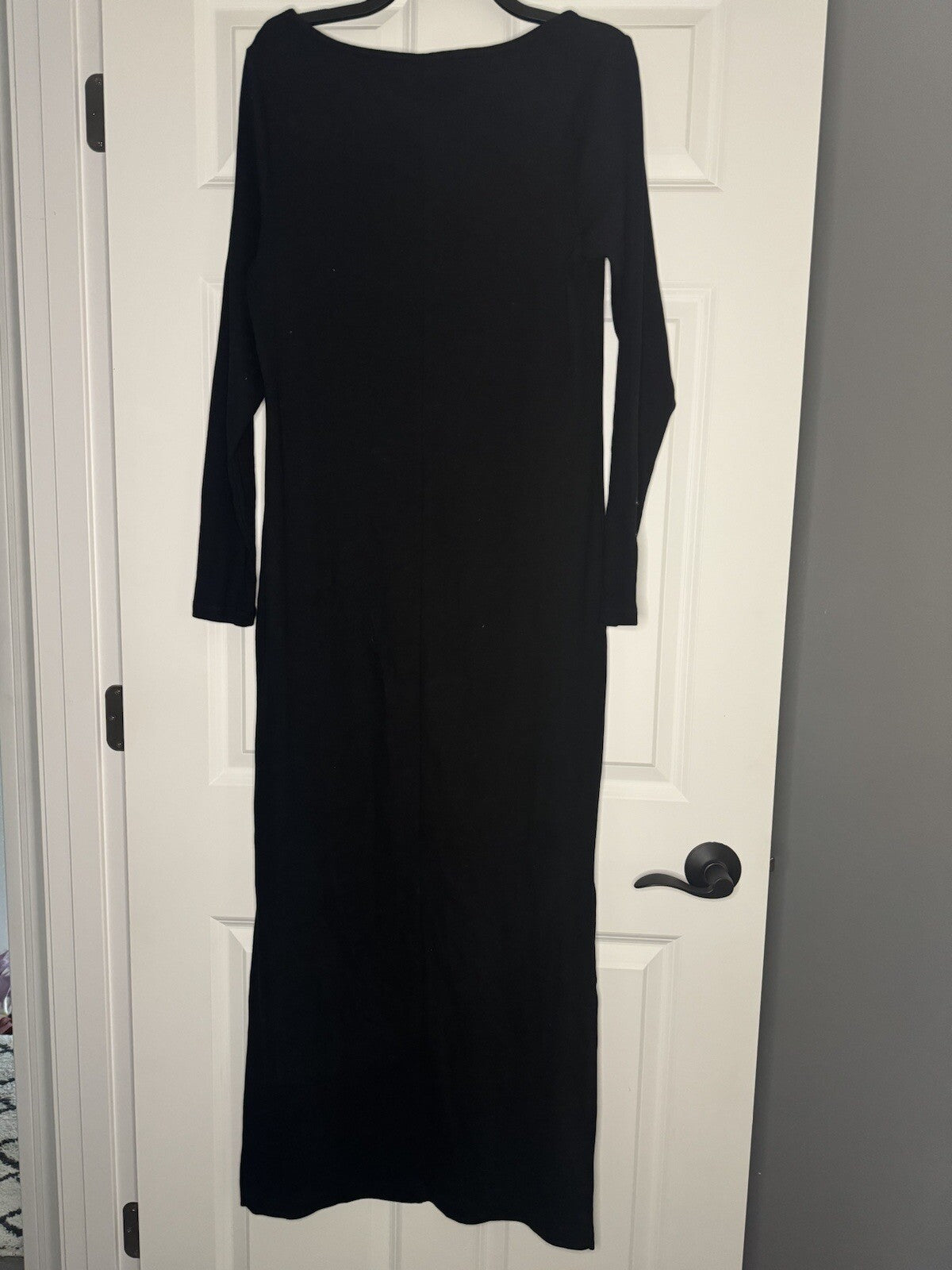Old Navy Long Sleeve Ribbed Dress Black Xl Tall Slit In Side Nwt