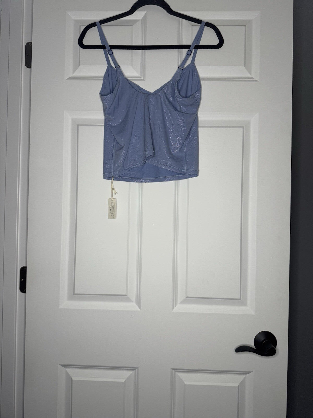 Smoothiez By Aerie Xl Sleeveless Top Blue Metallic Loungewear Nwt