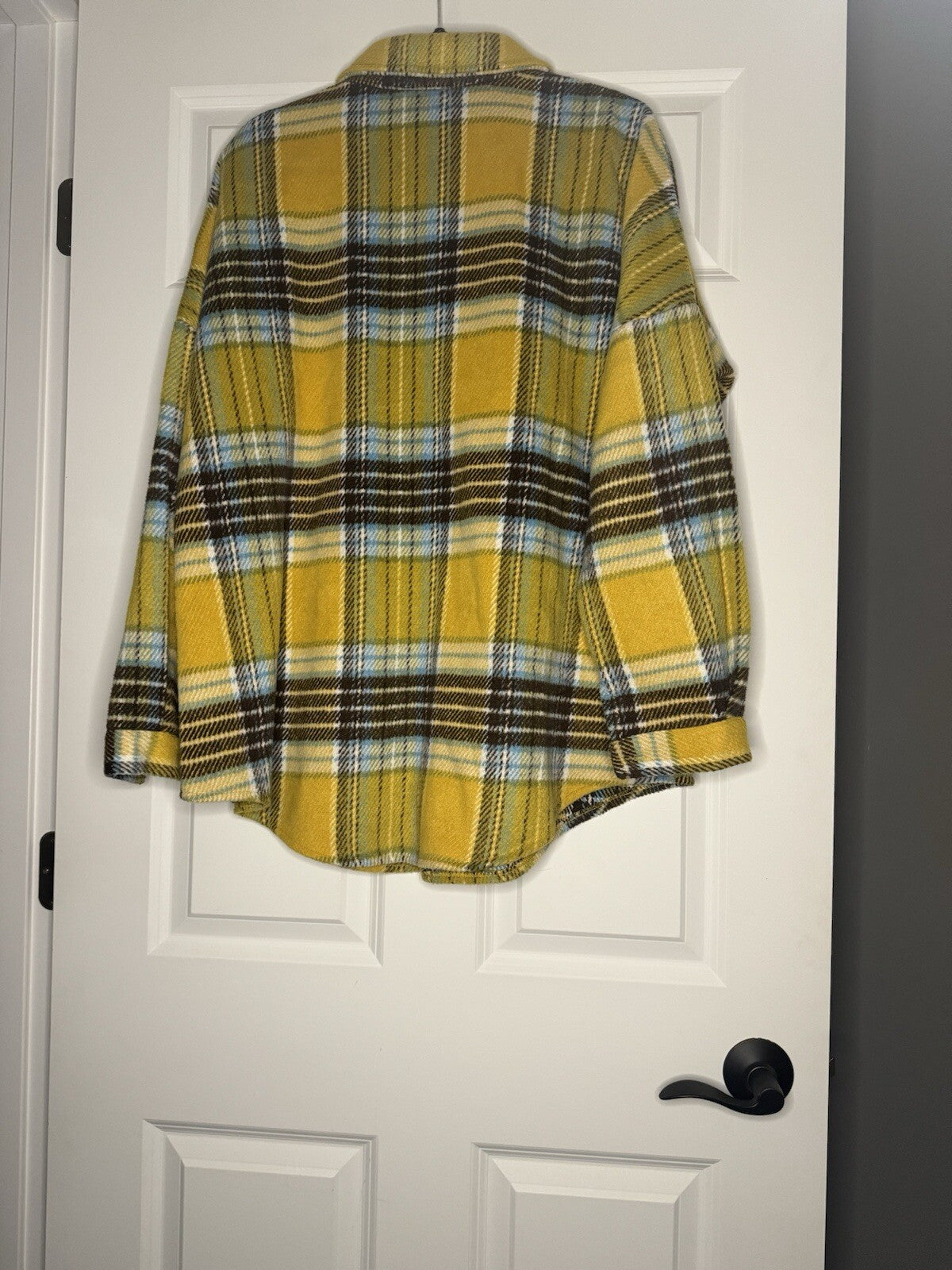 Davi And Dani Large Shacket Yellow Blue Green White Brown Plaid