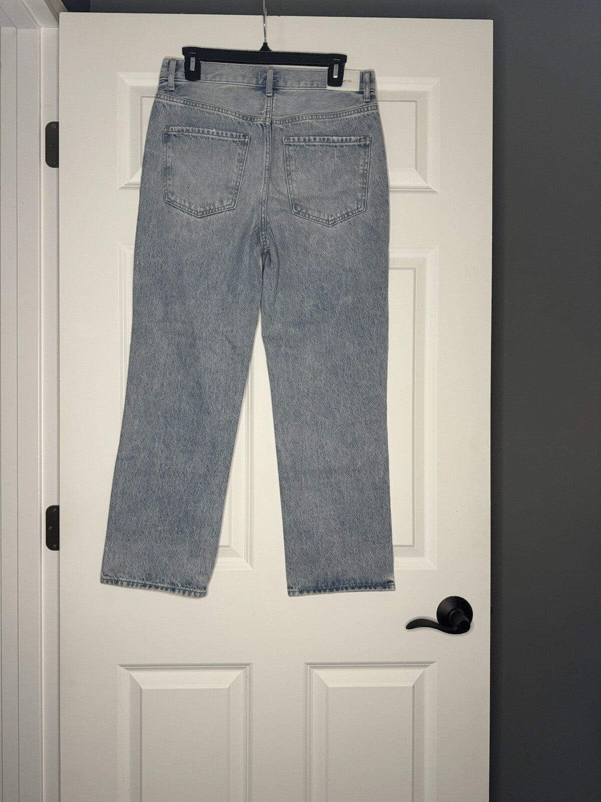 Express Straight Ankle High Rise Jeans Size 4 Distressed Light Wash Nwt $88