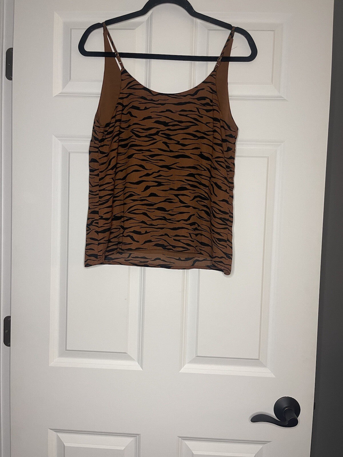 A New Day Sleeveless Blouse Brown Black Animal Print XS
