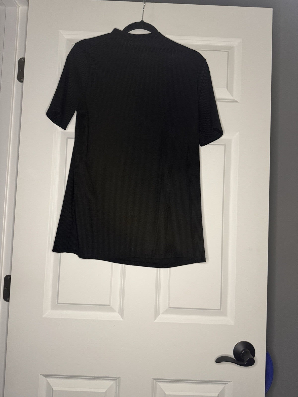 Bibi Short sleeve Ribbed Top Black W Chest Cut Outs Large