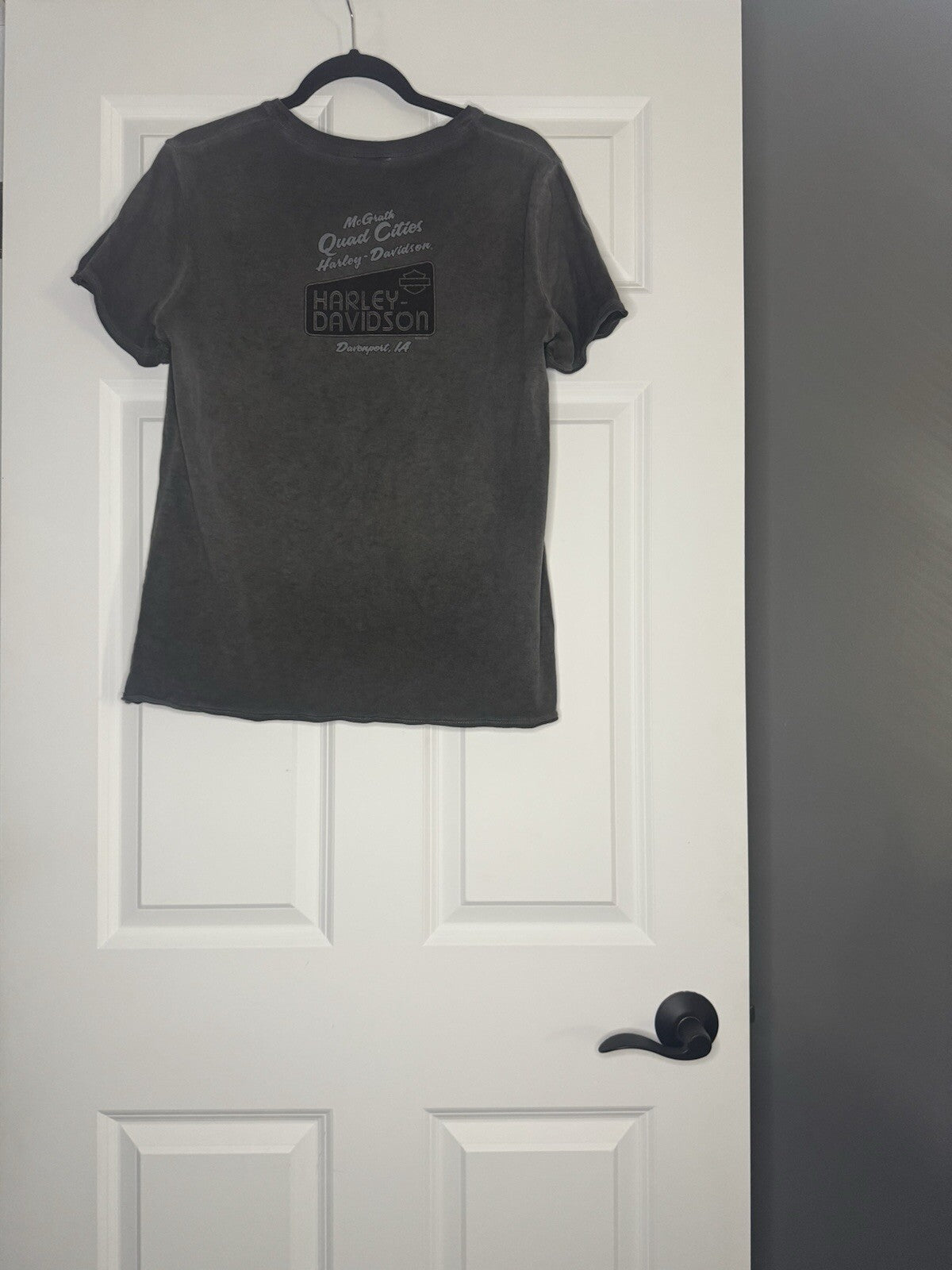 Harley Davidson McGrath Quad Cities T Shirt Womens Large Gray W Multi Color