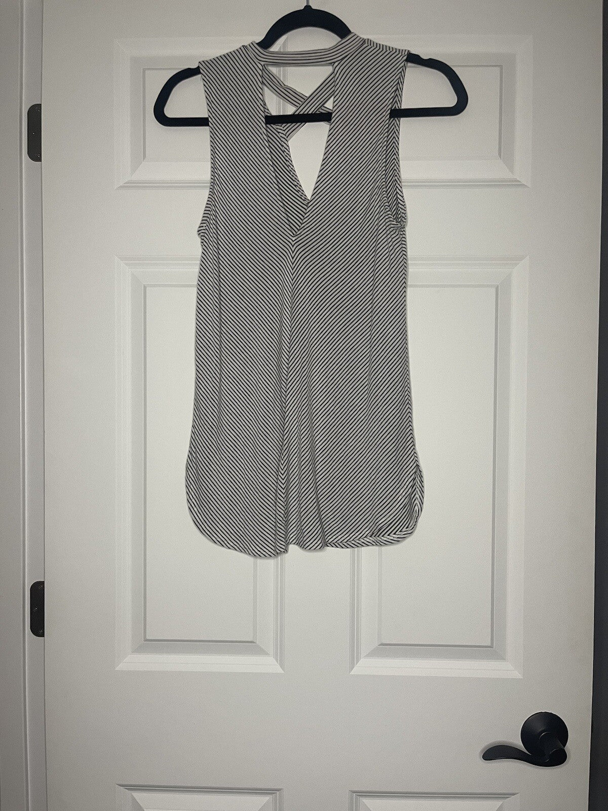 Soprano sleeveless blouse small black white stripe with cut outs