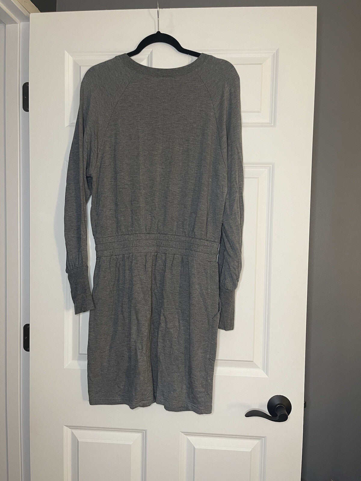 Express sweatshirt dress small gray with pockets & drawstring waistband