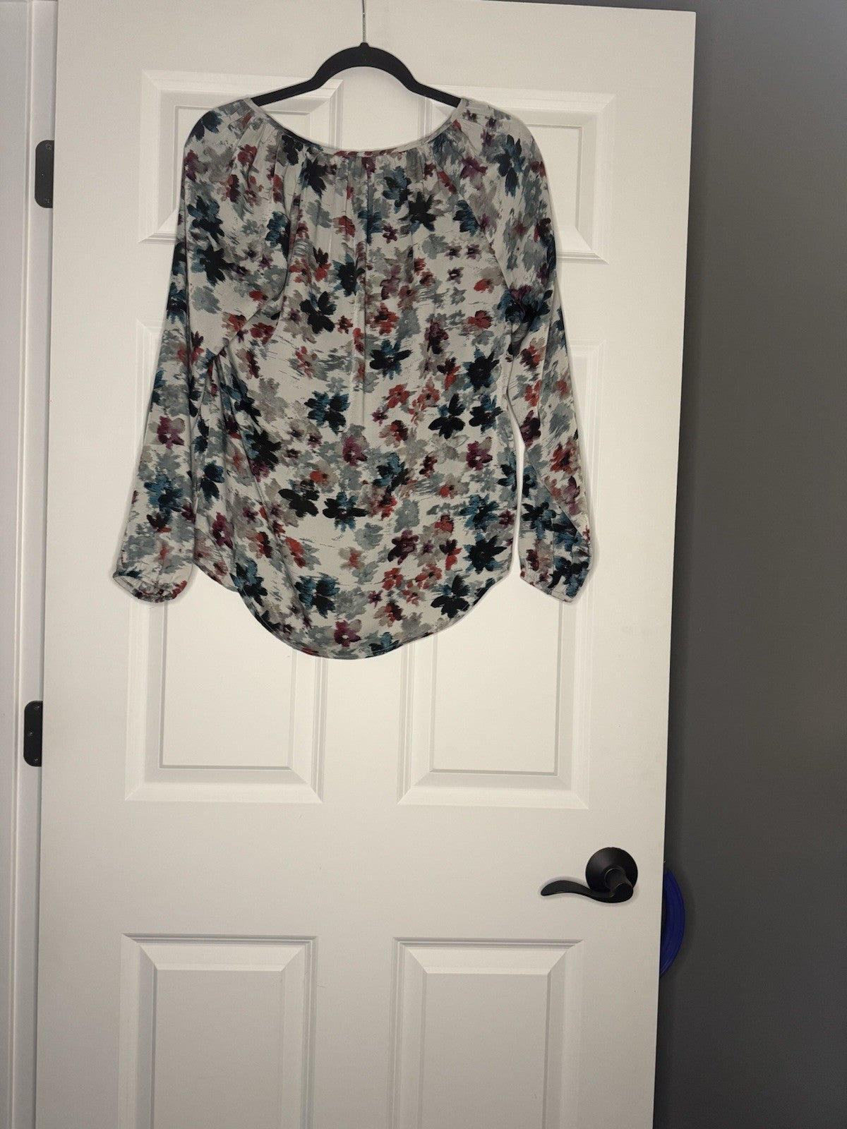 Jack Long Sleeve Blouse XS Gray Teal Pink Plum Floral