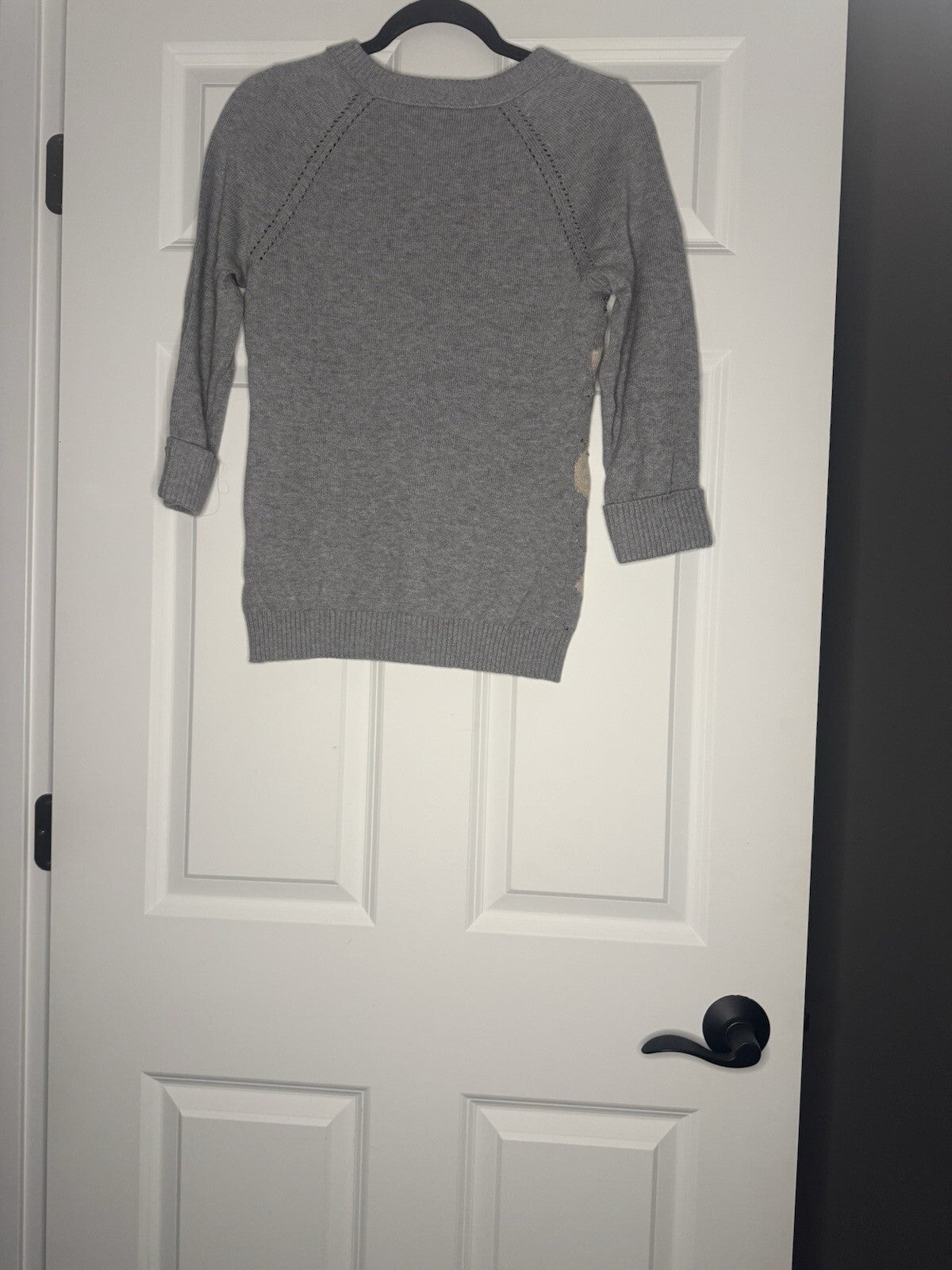 Banana Republic Sweater Small Gray Beige Silver Sequins
