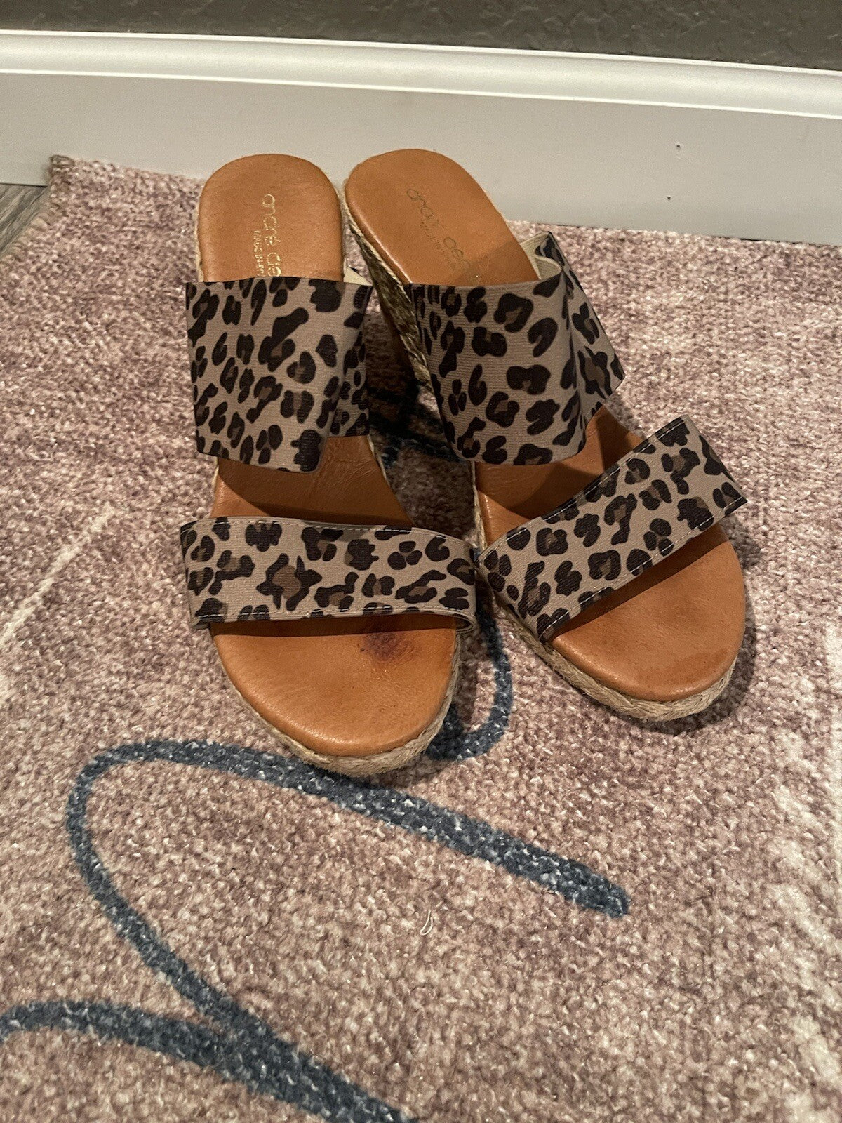 Andre assous brown and black animal print sandals 39