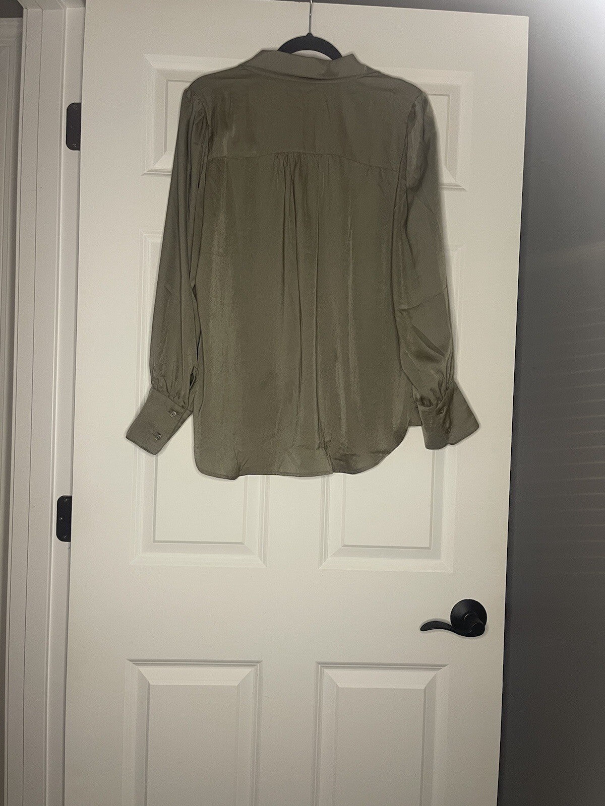 Banana Republic Long Sleeve Blouse Large Green With Collar