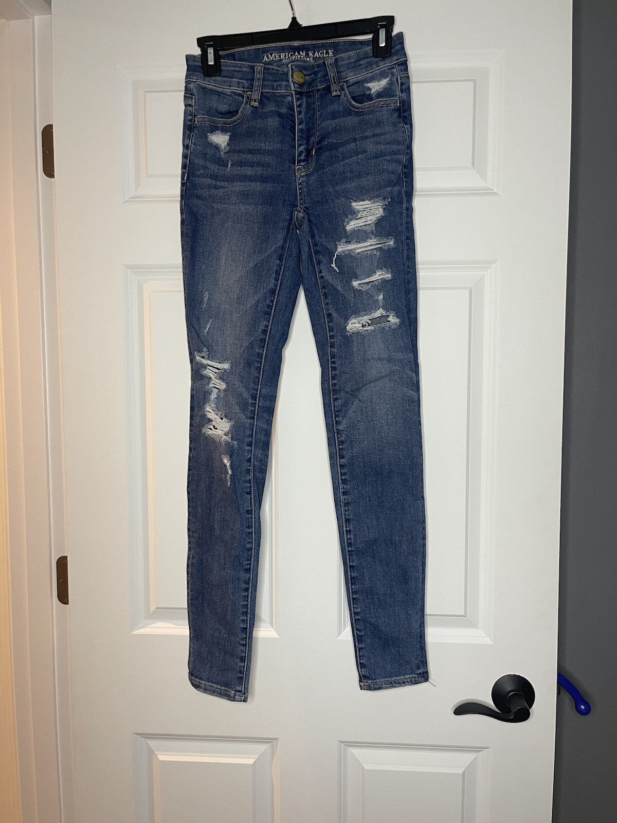 American Eagle super stretch x hi rise jegging size 0 long blue jeans
