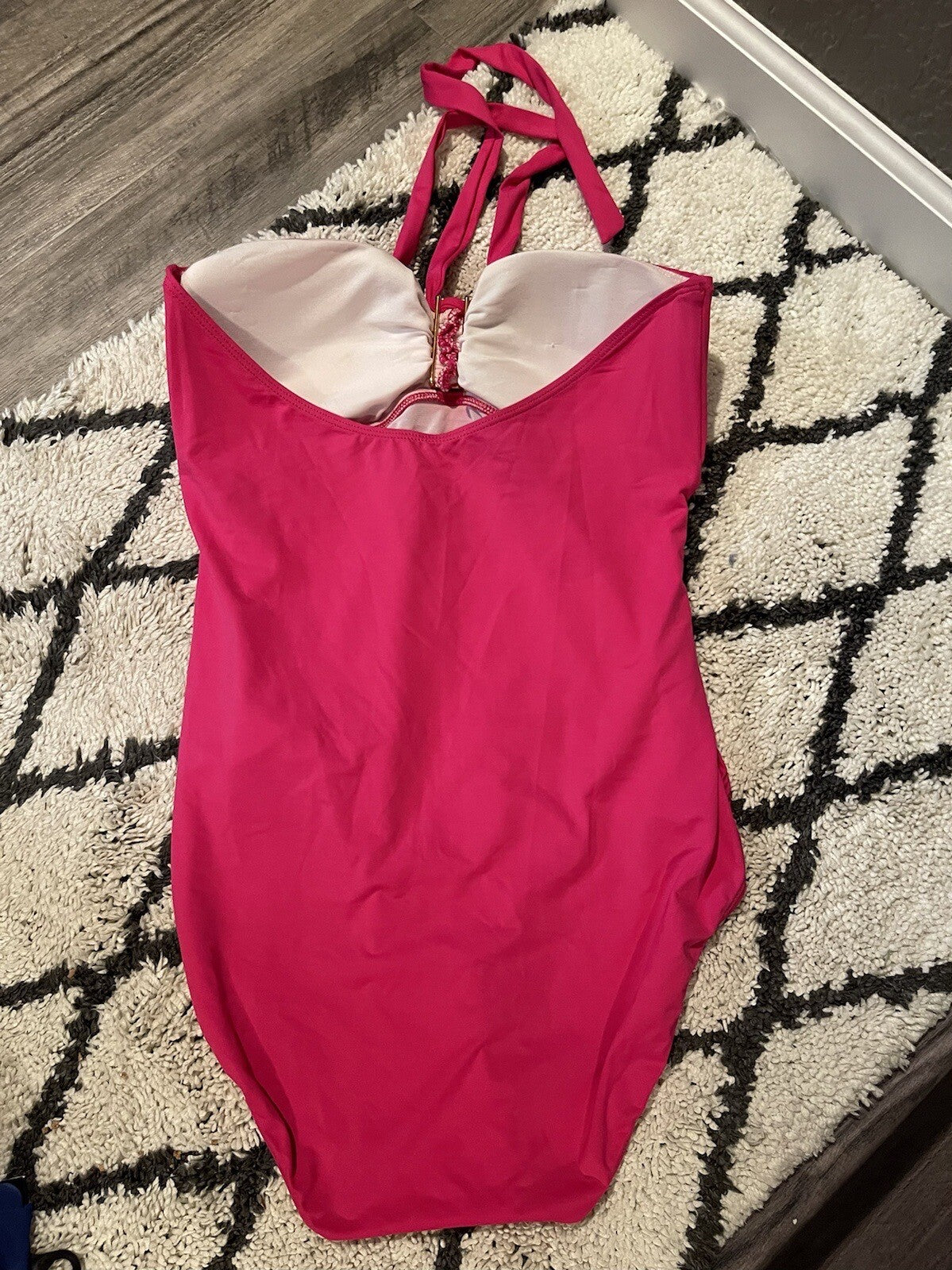 Ralph Lauren One Piece Swimsuit Pink W Shell Decor Size 14