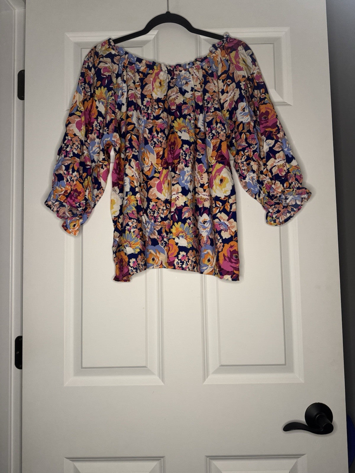 Les Amis 3/4 Sleeve Blouse Violet Pink Orange White Multi Floral