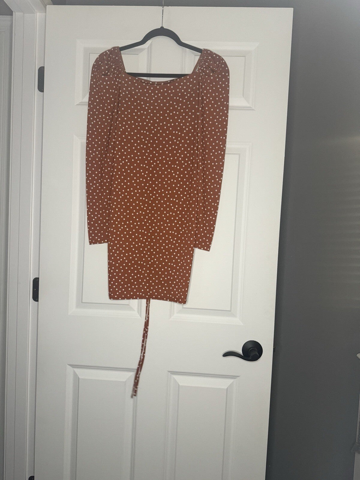 Pretty Little Things Long Sleeve Dress Size 8 Rust A White Polka Dot