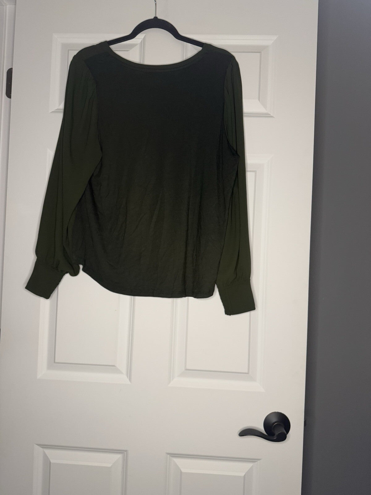 Loft Long Sleeve Blouse Green Large W Elastic Cuffs