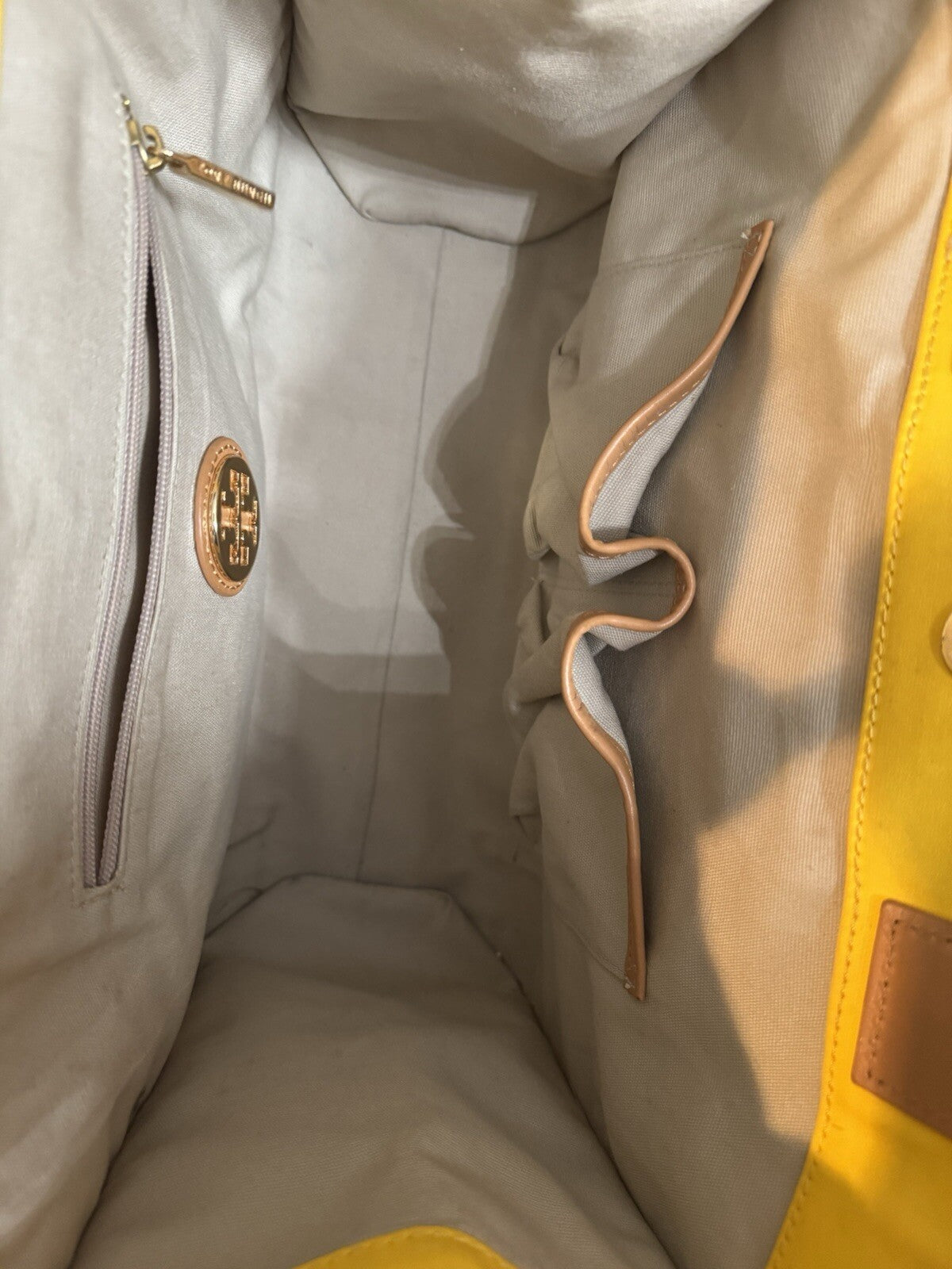 Tory Burch Tote Yellow Brown Some Markings As Shown