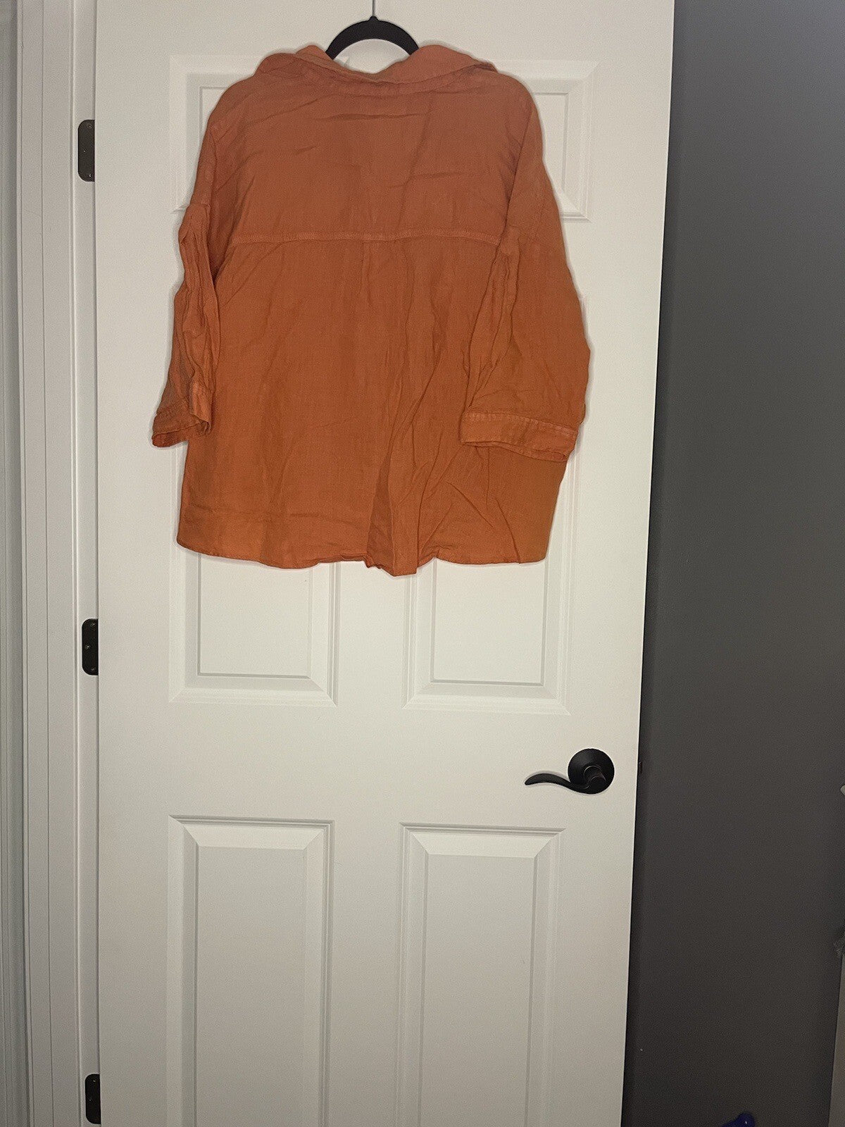 Kut From Kloth 3/4 Sleeve Button Up Blouse Xl Orange Linen Nwt