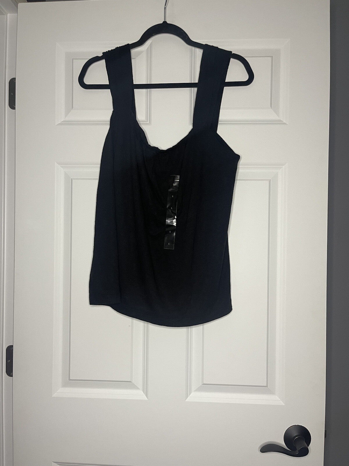 Banana Republic sleeveless wide strap blouse elastic around top black large nwt