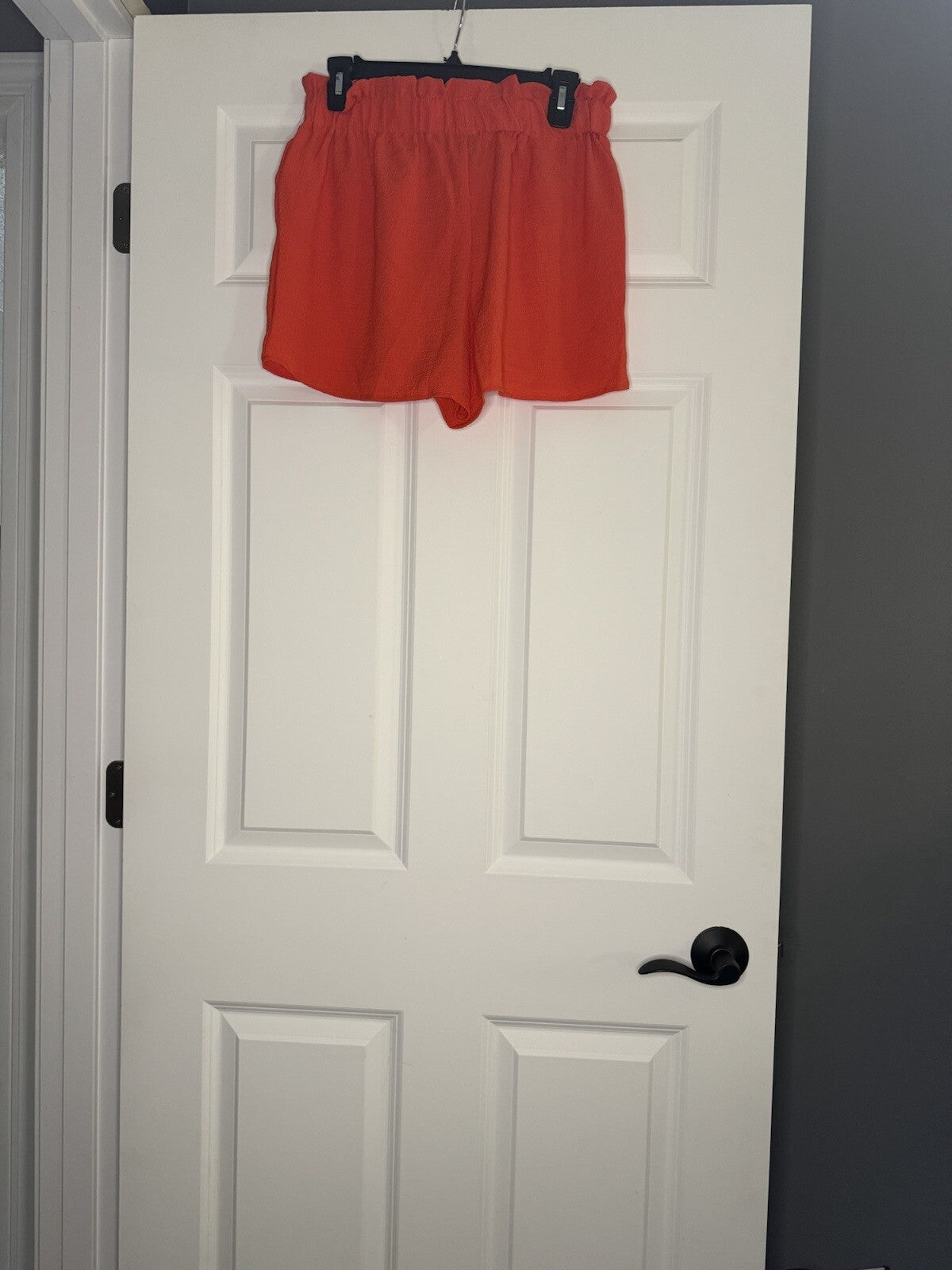 SHEIN 2 Piece Outfit Large Reddish Orange Shorts Button Up Short Sleeve