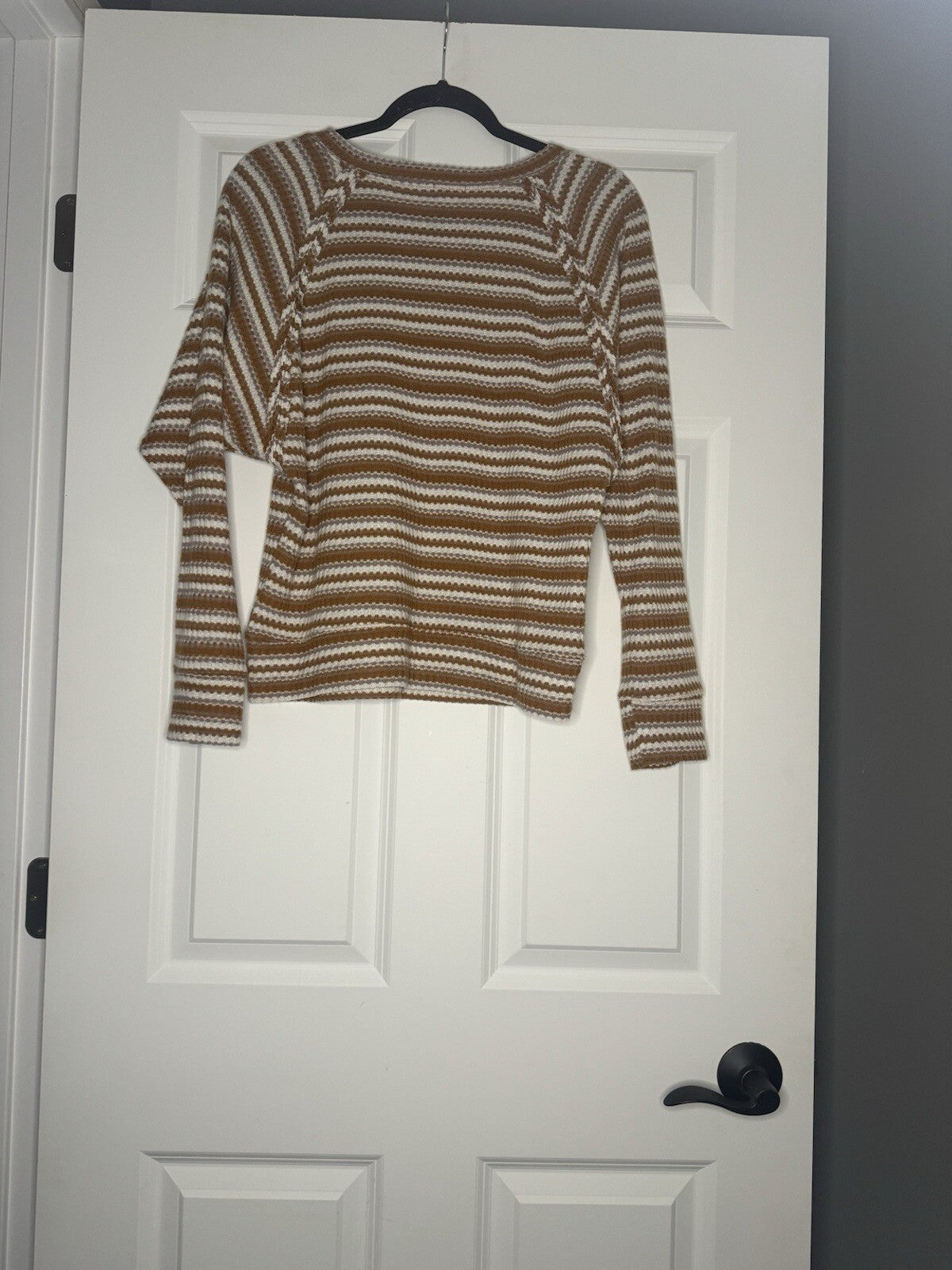 Bke Long Sleeve Top Medium Brown Lavender Cream