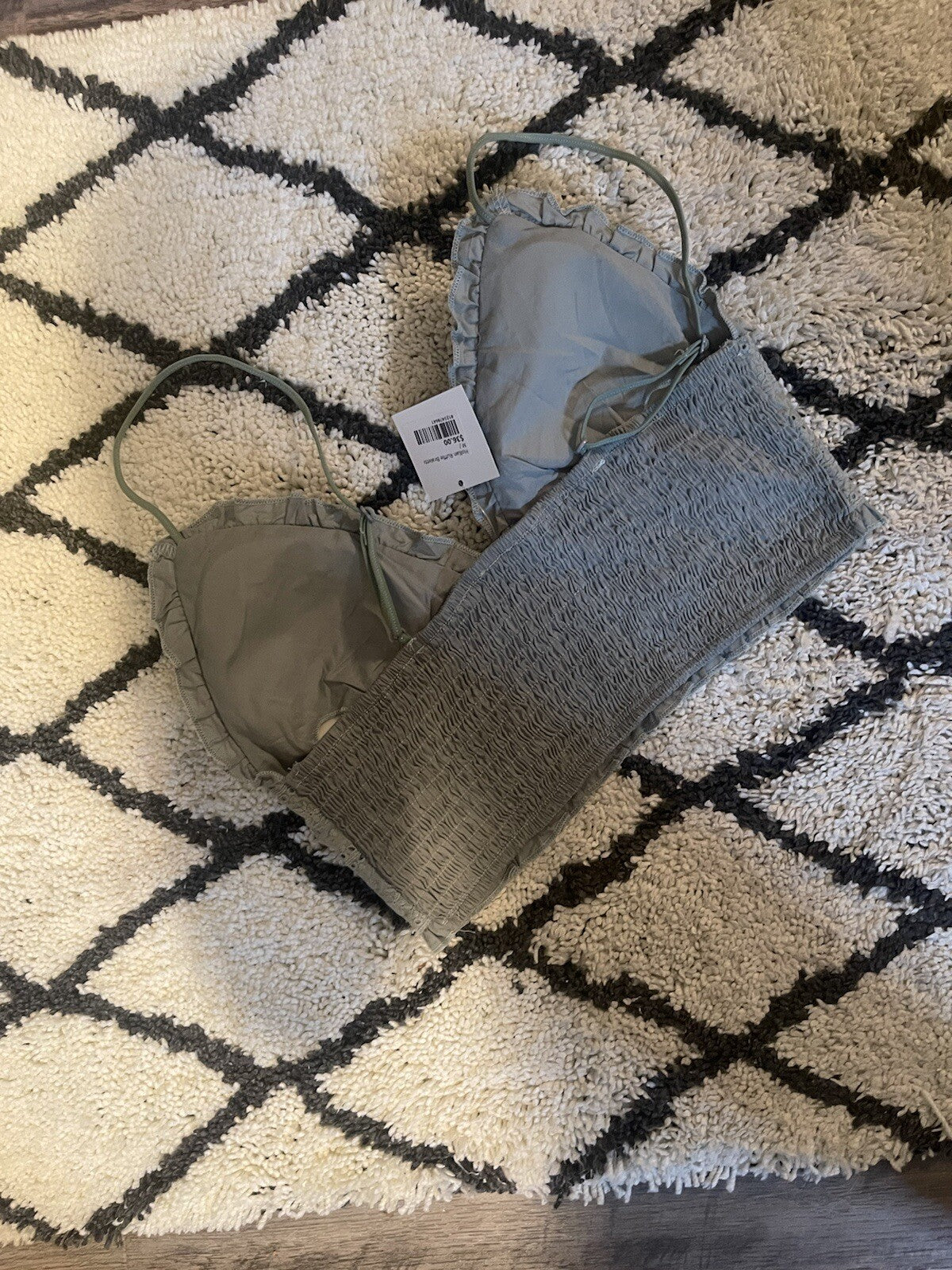 Listle Hollan ruffle bralette medium light green NWT