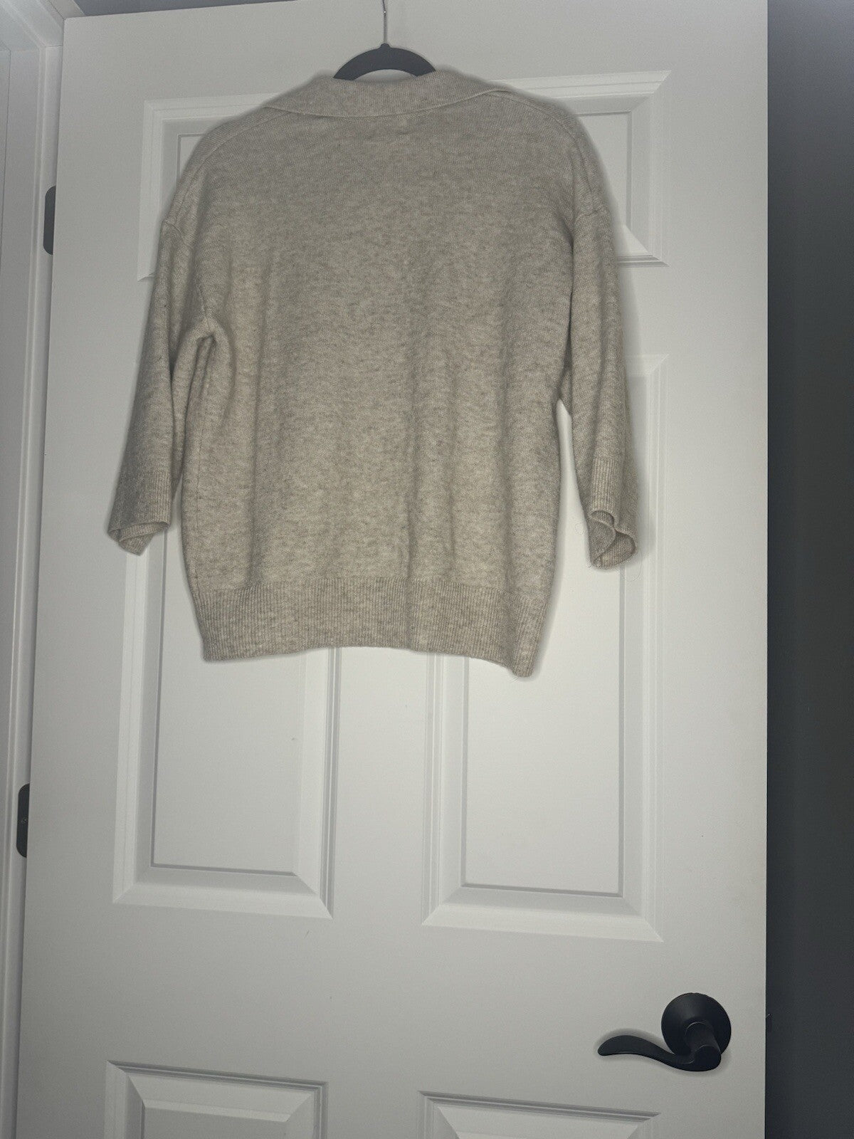 Hm 3/4 Sleeve Sweater Collared Beige Heathered