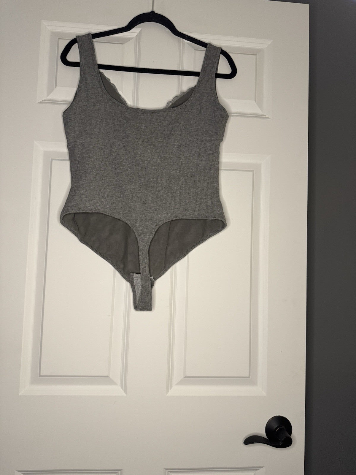 Popilush Ribbed Bodysuit W Lace 2xl Gray