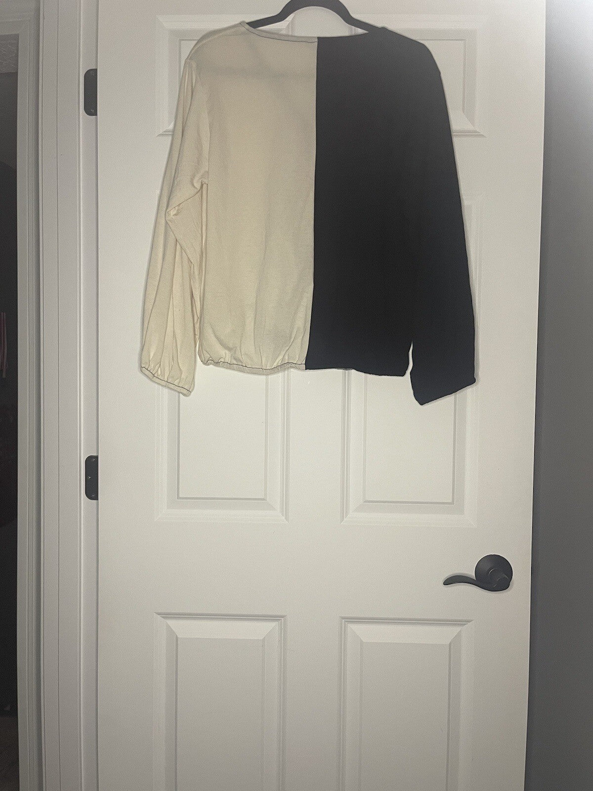 Emerald Color Block Blouse Medium Beige Black Nwt