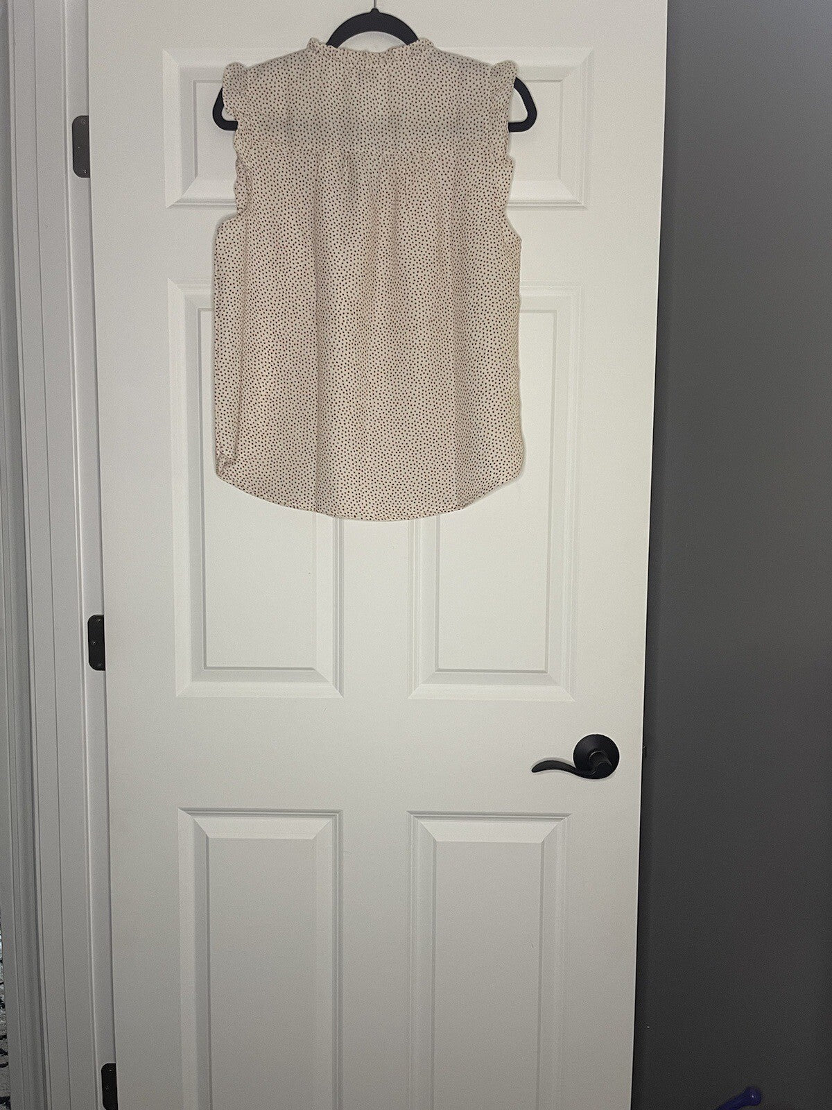 Loft Ruffle Sleeve Blouse Large Petite Cream Brown Polka Dot Nwt