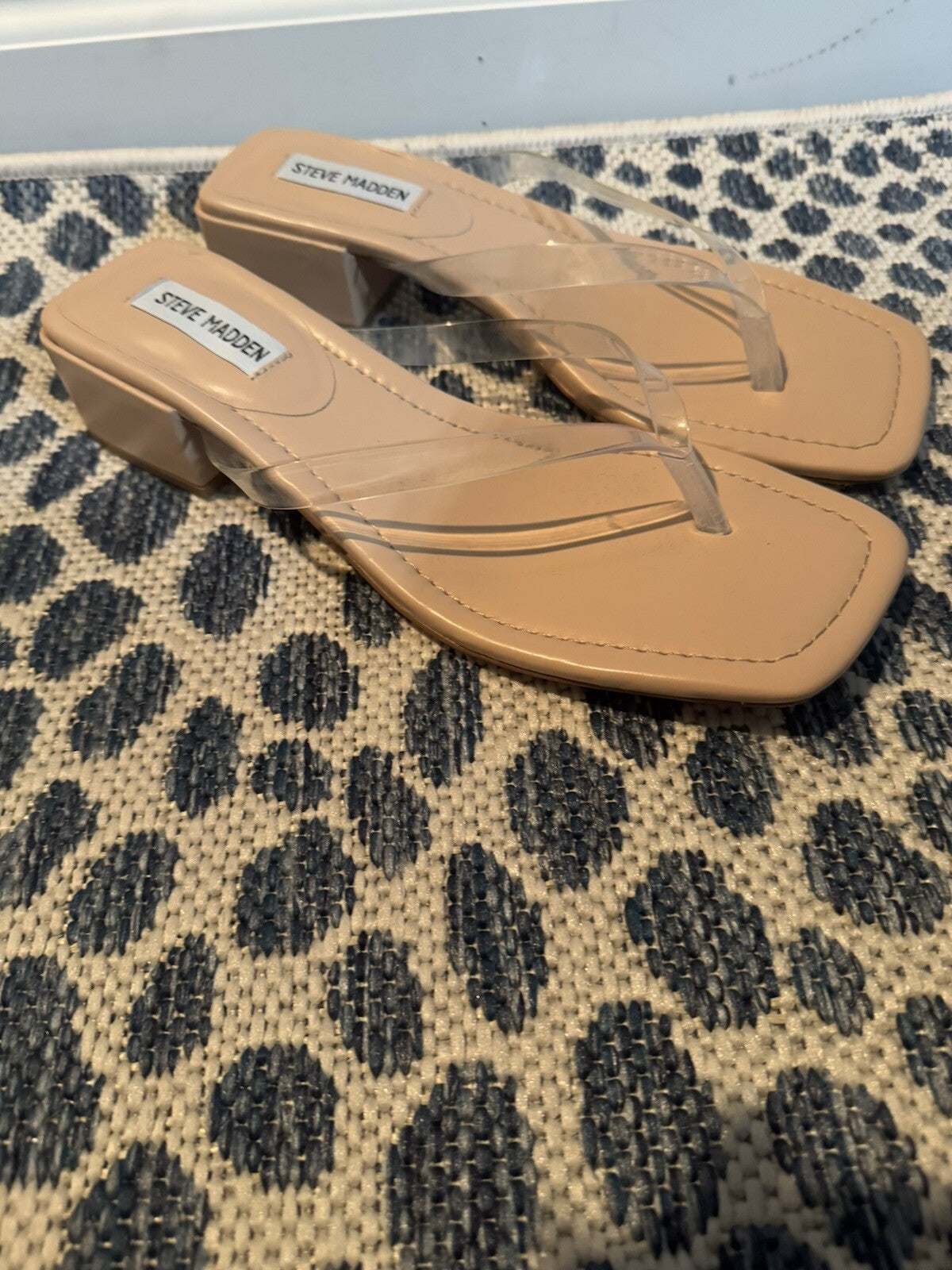 Steve Madden Claudette Sandals Size 10 Clear Straps Brown Bottom