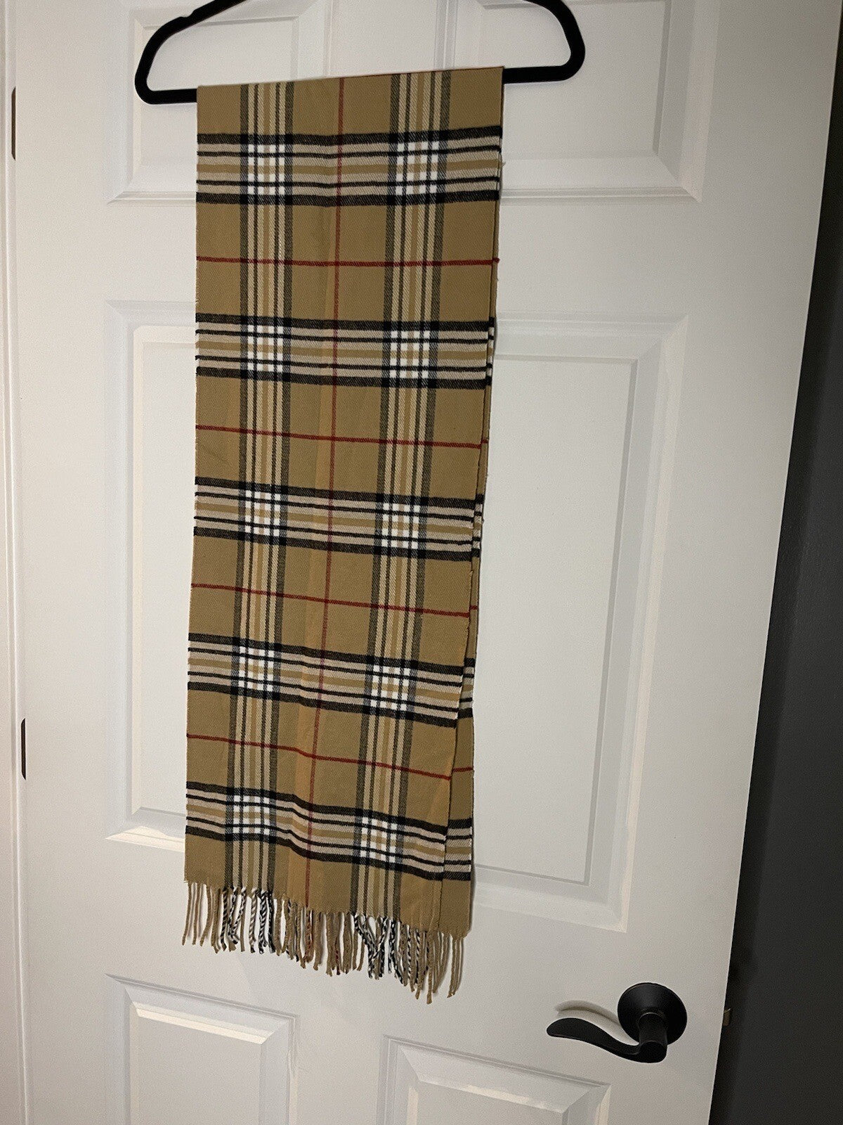 Unbranded Winter Scarf Brown Black Red White Plaid Print 100% Cashmere