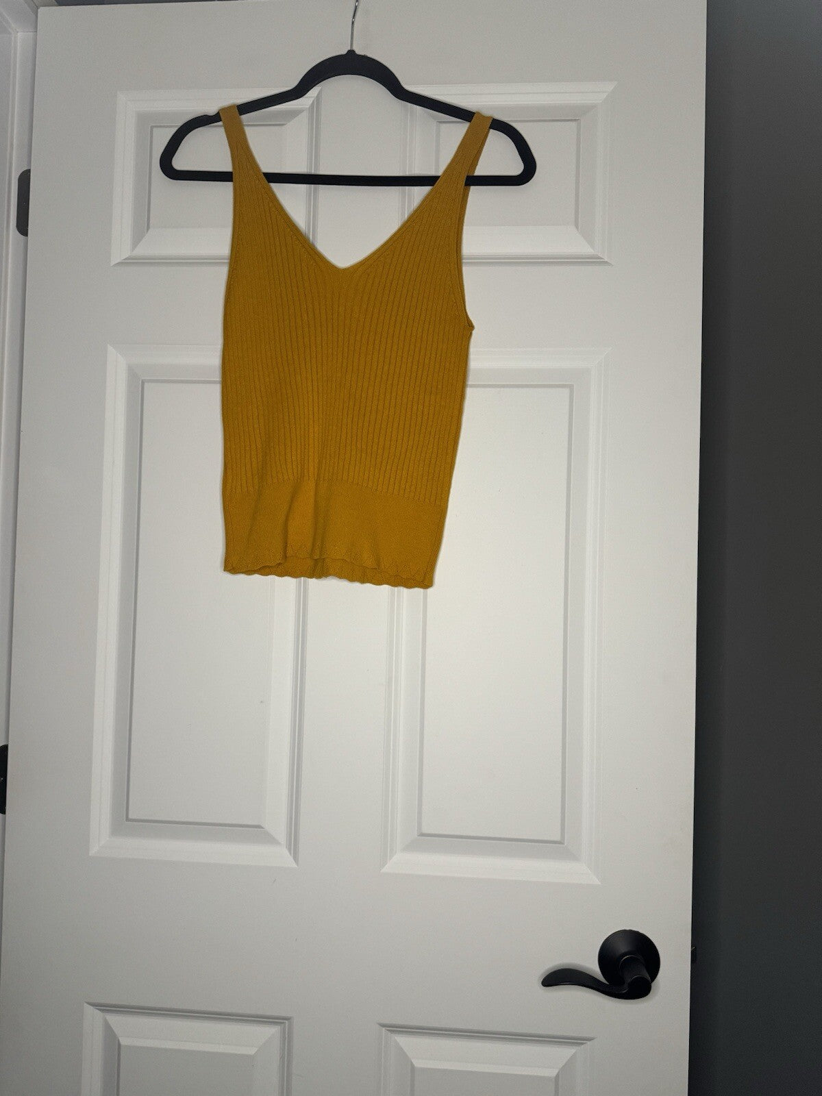 Express Small Sleeveless Blouse Ribbed Mustard Small