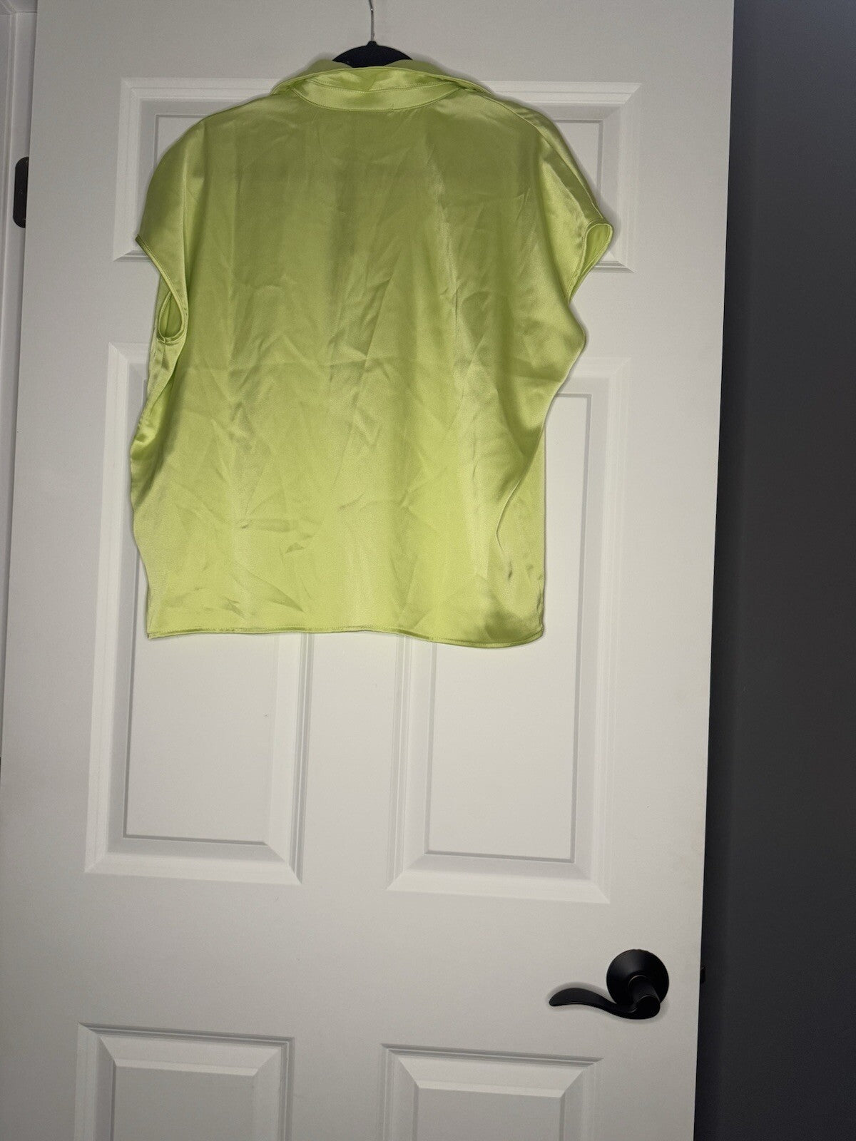 Rachel Zoe Short Sleeve Button Up Blouse Large Green Nwt