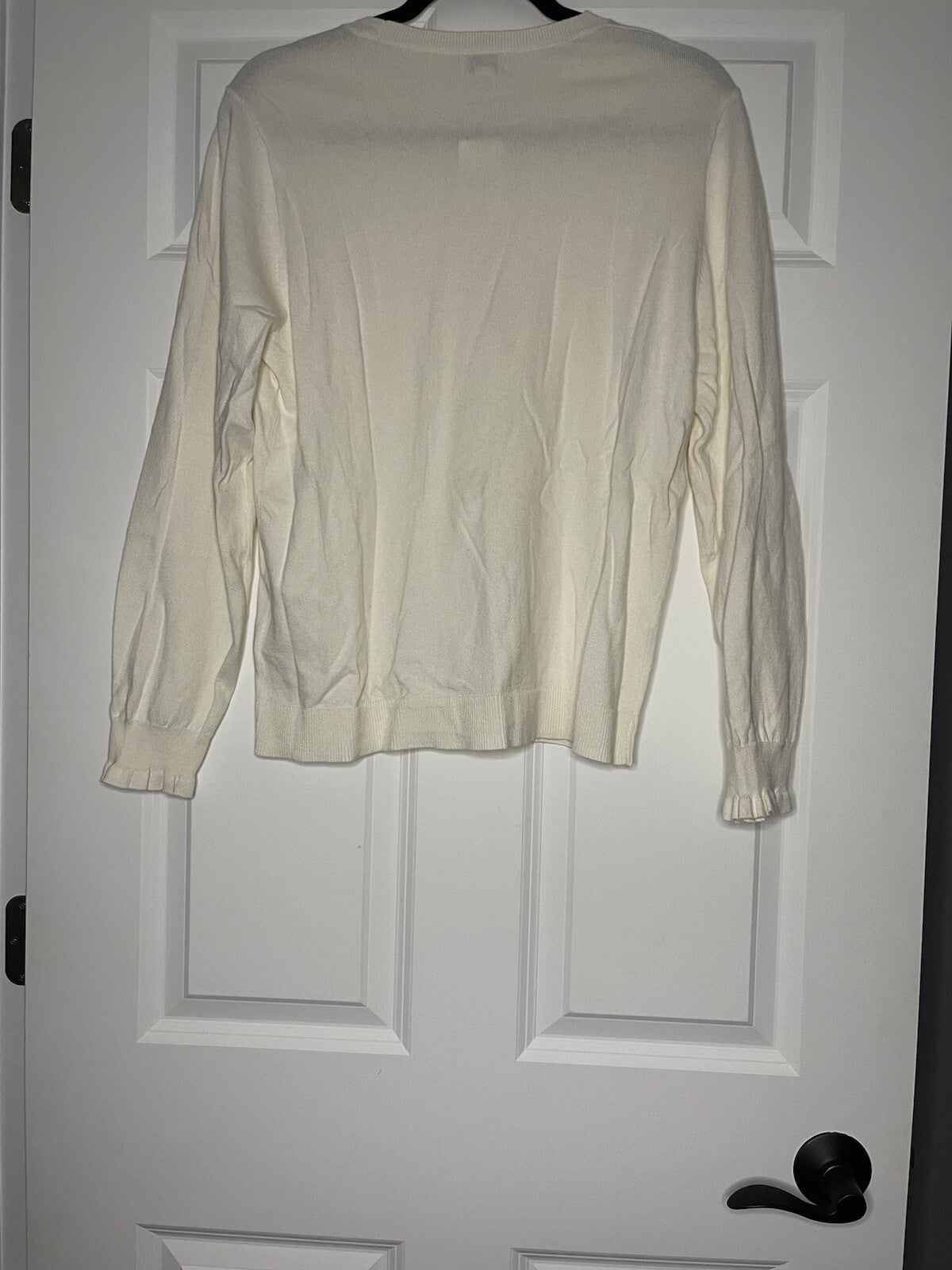 J Crew Sweater Ivory With Beading On Left Shoulder Large Nwt Msrp 89.50
