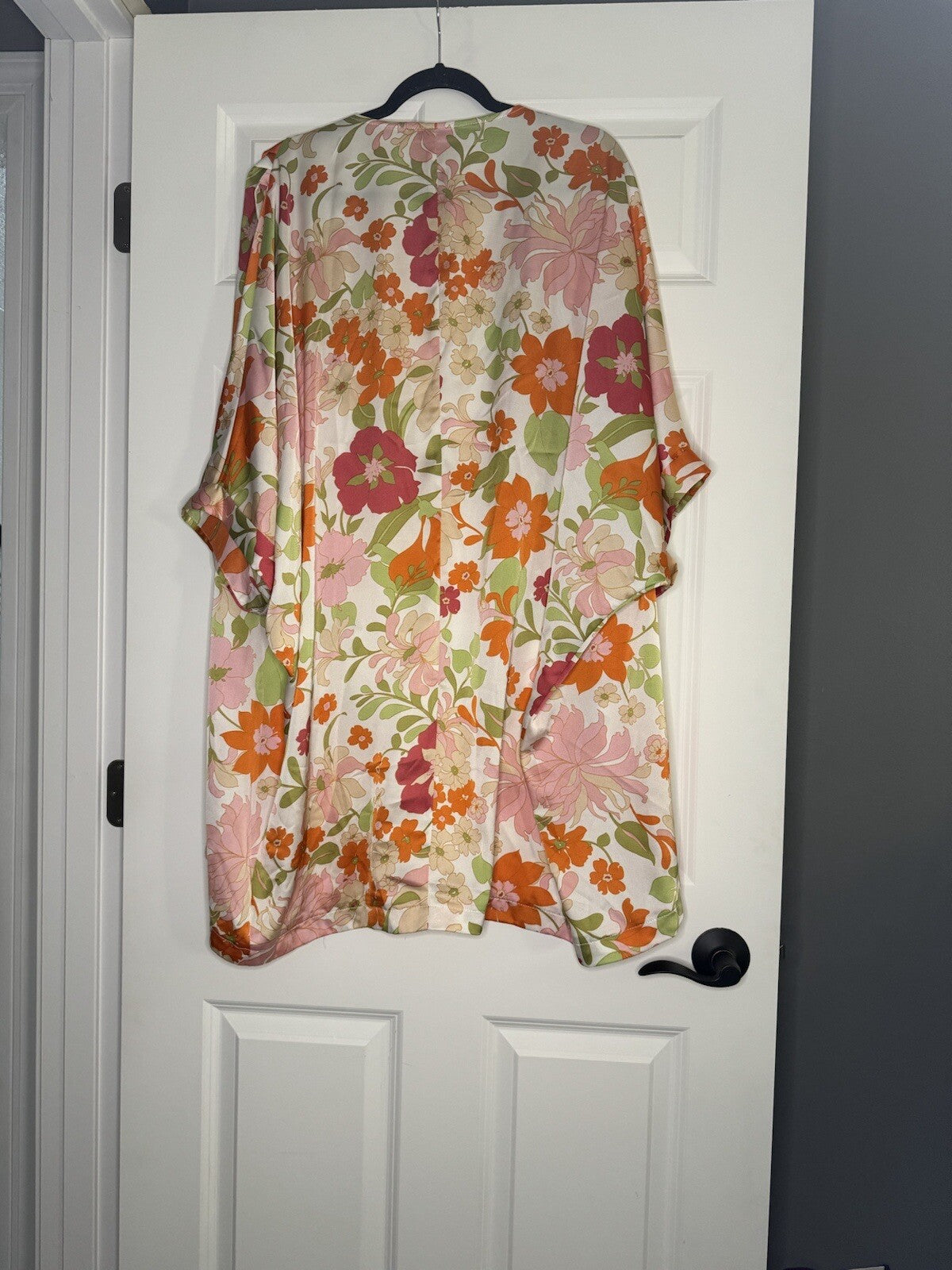 Umgee Kimono Xl/1x Ivory W Multi Floral Print
