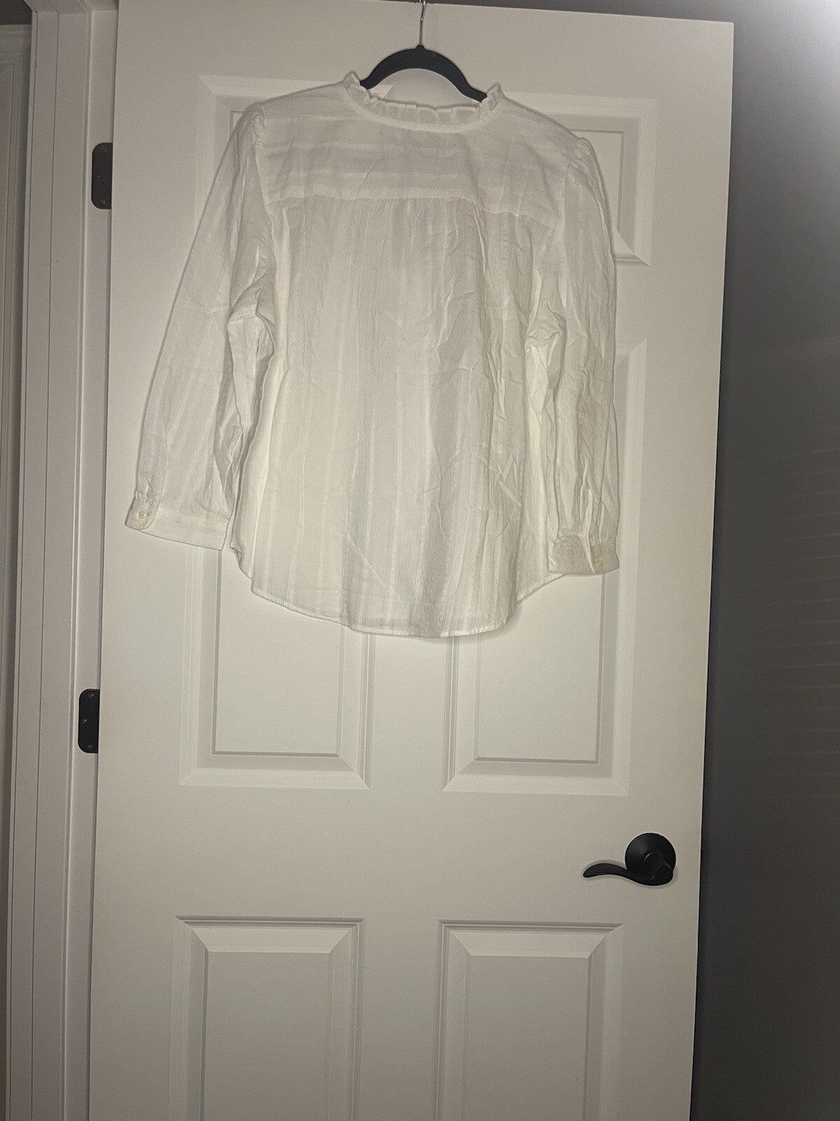 Loft Long Sleeve Blouse Ruffle Collar Xl White Stripe Nwt